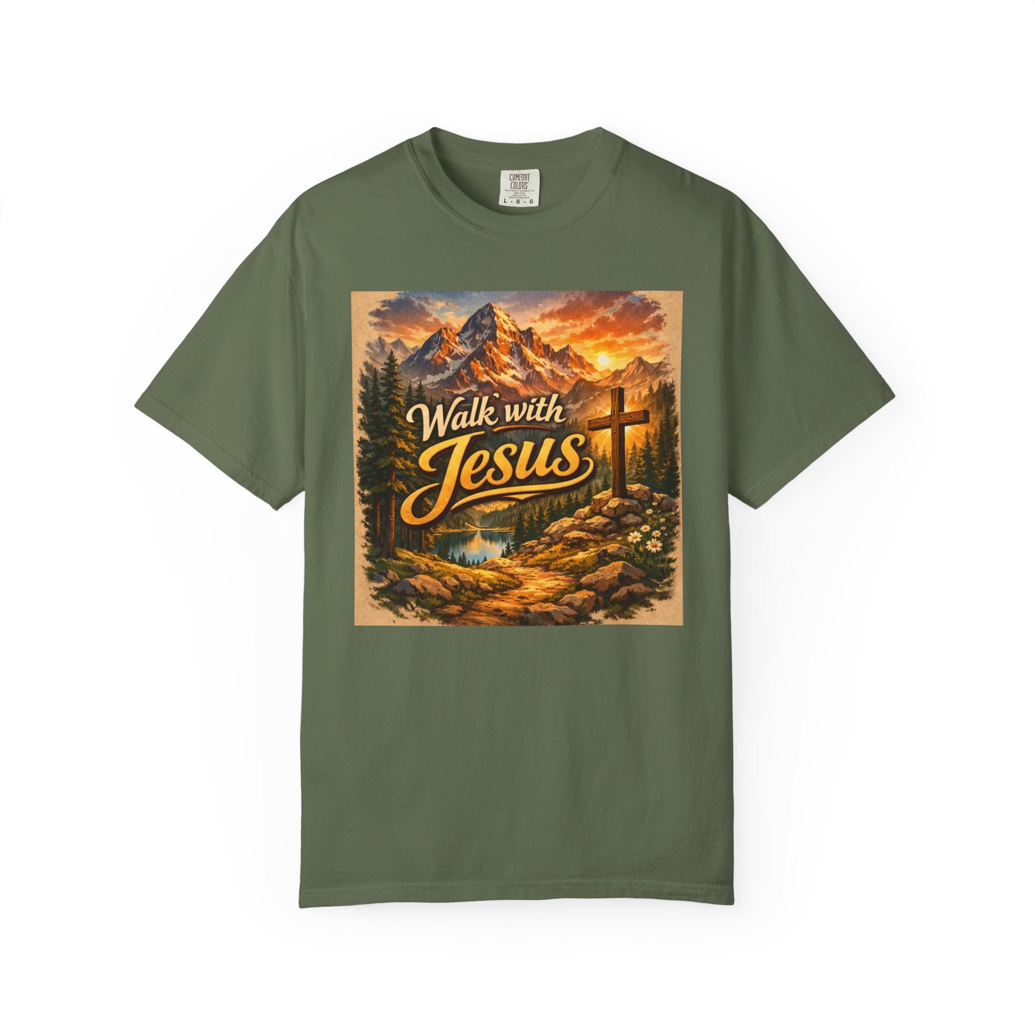 Walk with Jesus T-Shirt — Christian Faith Mountain Cross Tee