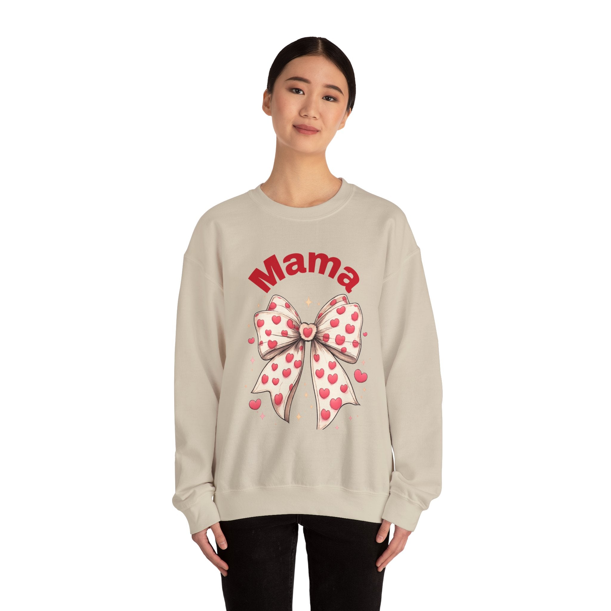 Mama Heart Bow Sweatshirt – Cute Valentine’s Day Mom Crewneck