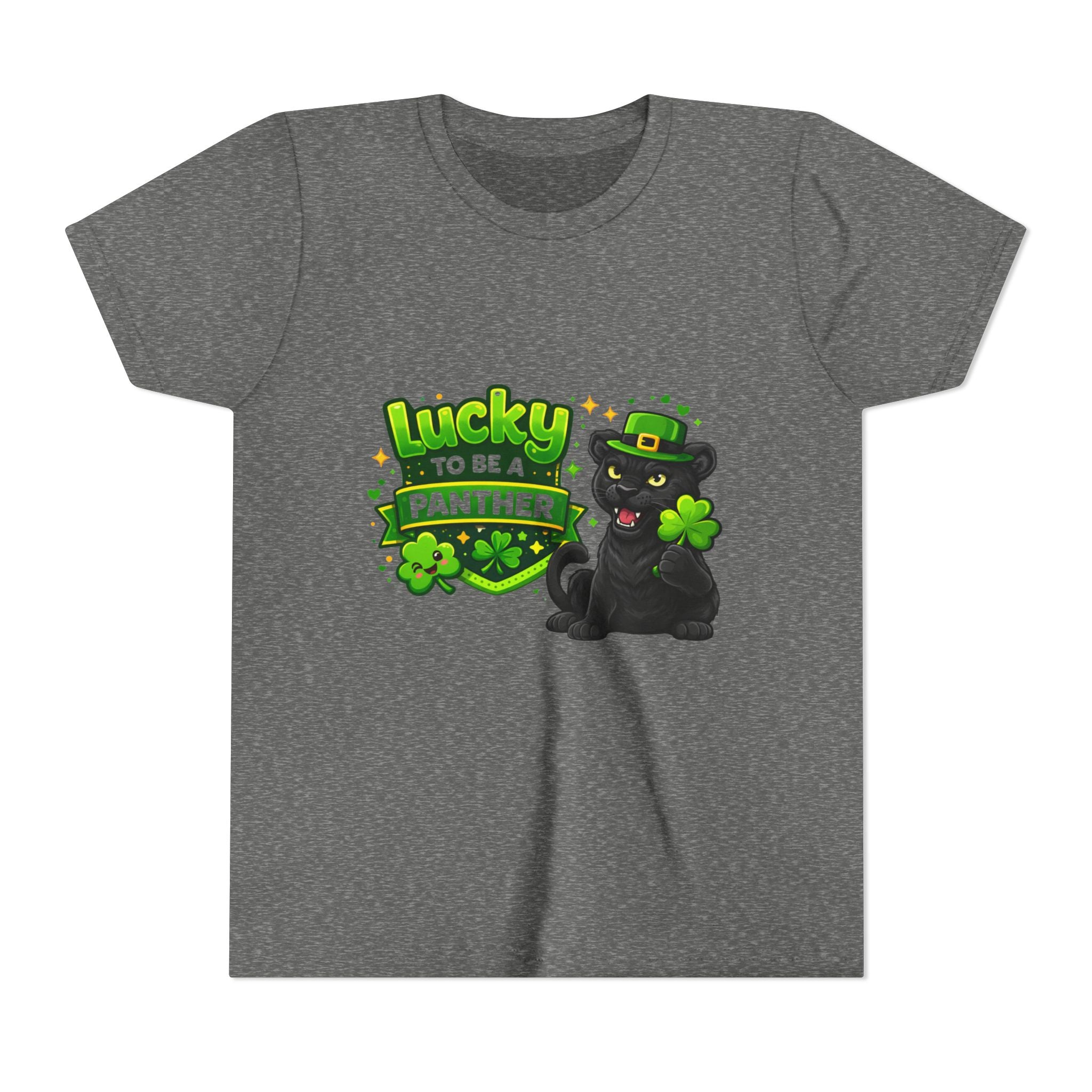 Youth Tee — "Lucky to Be a Panther" St. Patrick's Day Shamrock Tee
