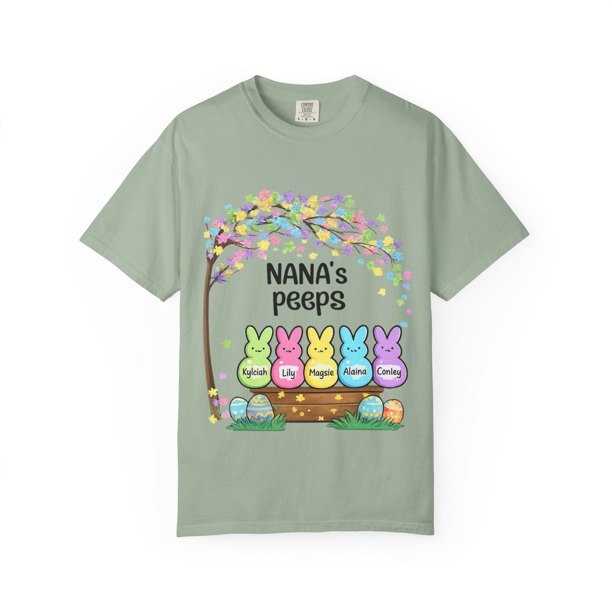 Nana's Peeps Easter T-Shirt — Personalized Grandma Bunny Family Tee