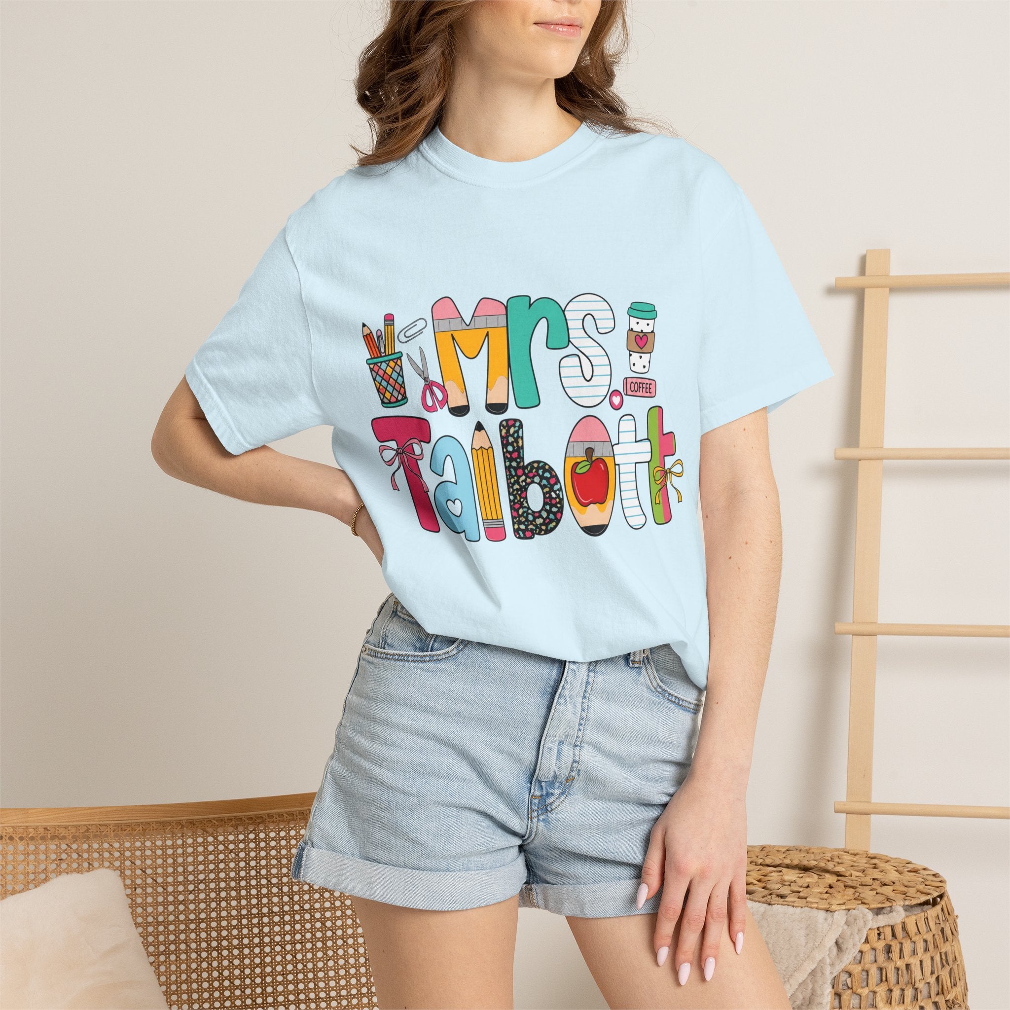Teacher Name T‑Shirt — "Mrs. Talbott" Cute Classroom Doodle Design