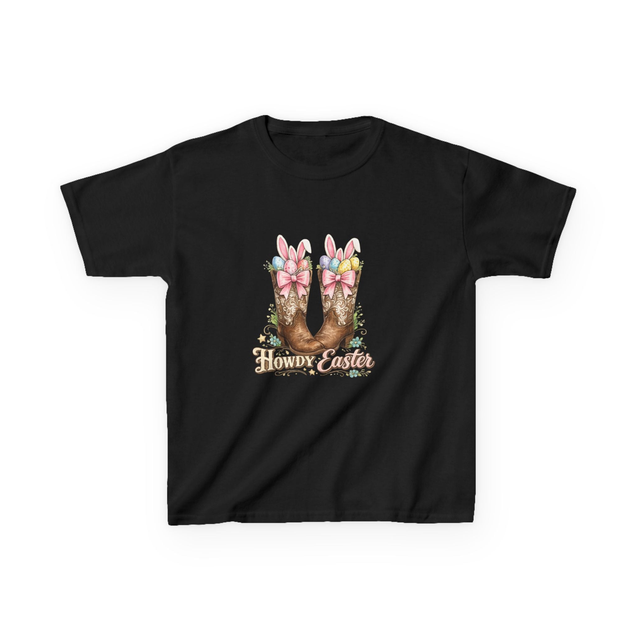 Kids Tee — Howdy Easter Horseshoe with Pastel Bows