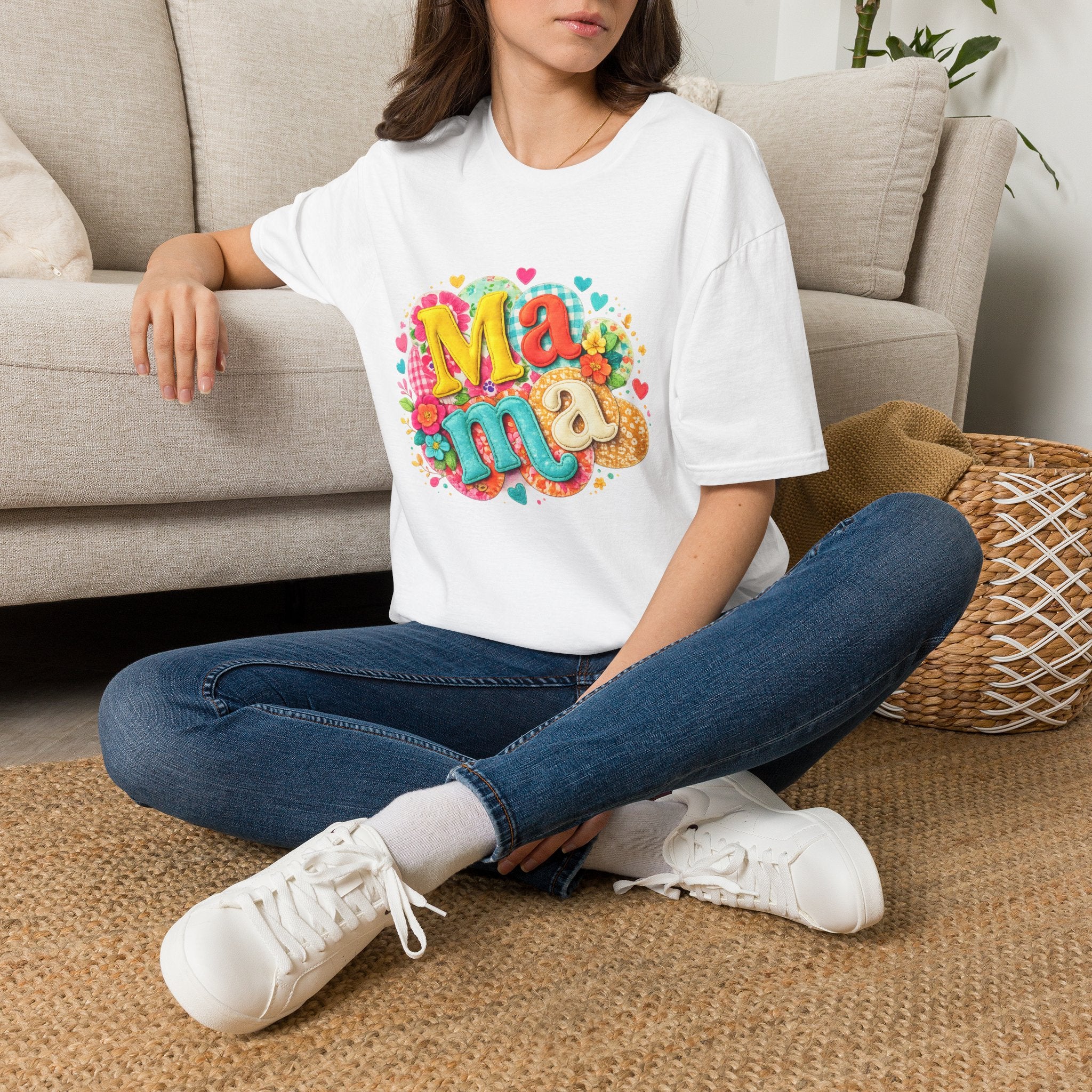 Mama Floral Graphic T‑Shirt — Colorful Heart & Flower Mother's Day Tee