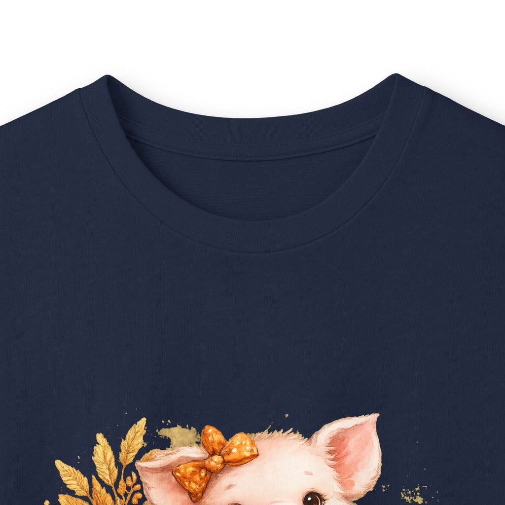 Long Sleeve Tee — Cute Fall Pig with Pumpkins & Sunflower Autumn Graphic