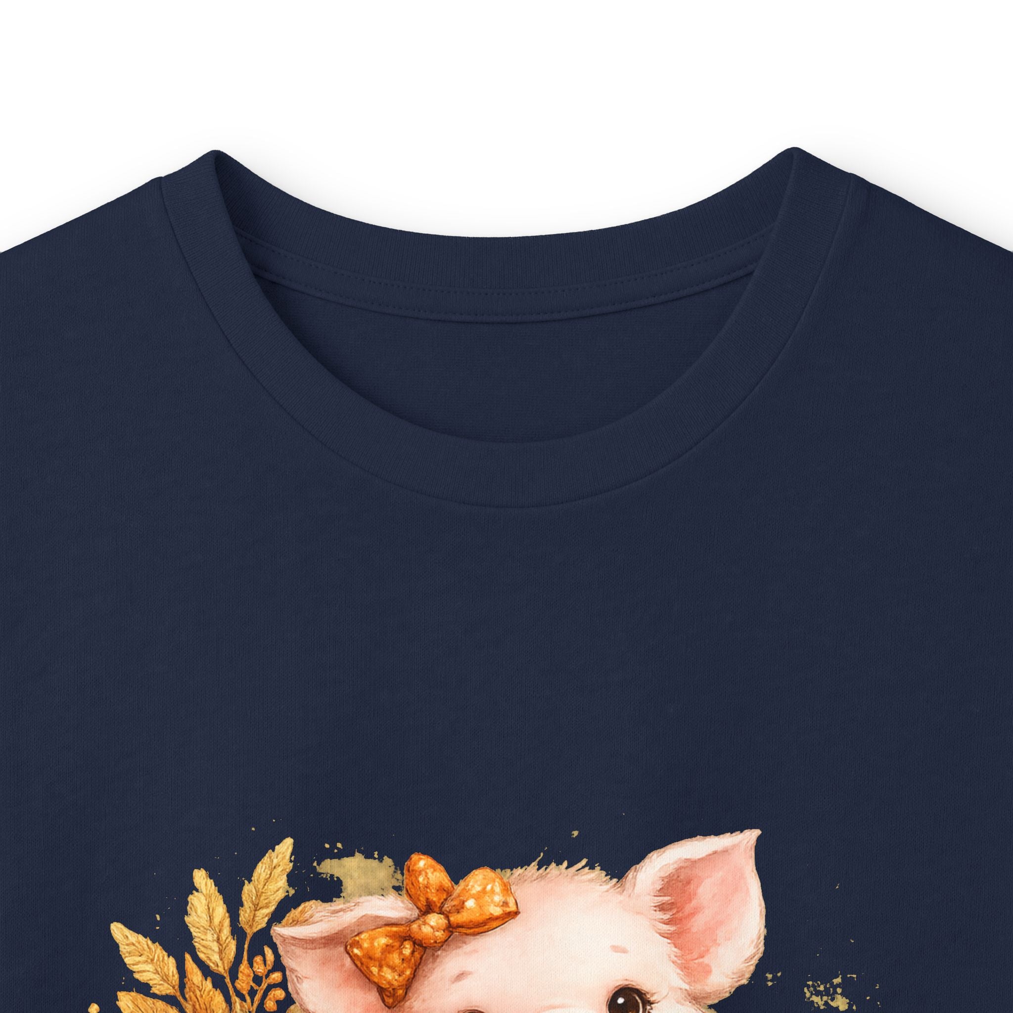 Long Sleeve Tee — Cute Fall Pig with Pumpkins & Sunflower Autumn Graphic