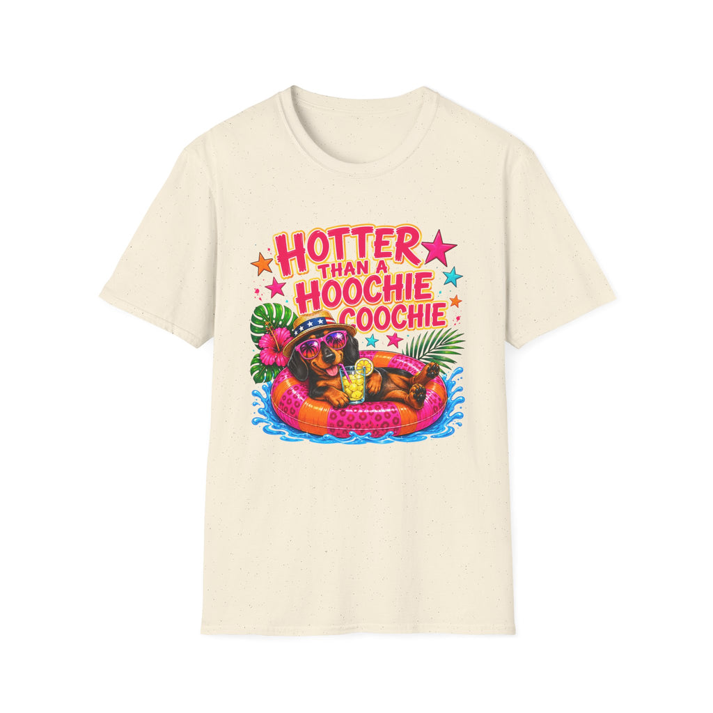 T-Shirt — "Hotter Than A Hoochie Coochie" Bright Retro Summer Graphic