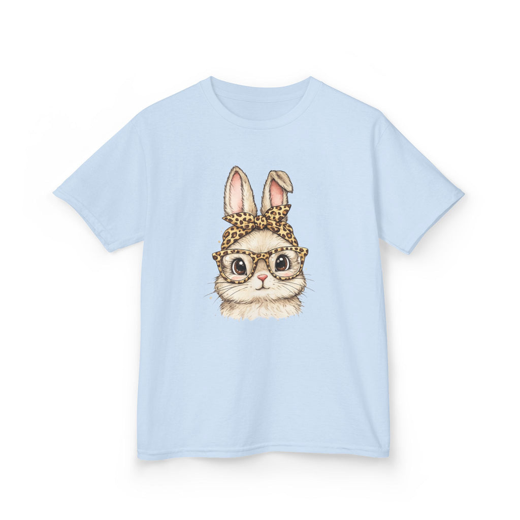 Kids Bunny with Glasses Tee — Cute Leopard Headband Rabbit Shirt for Children