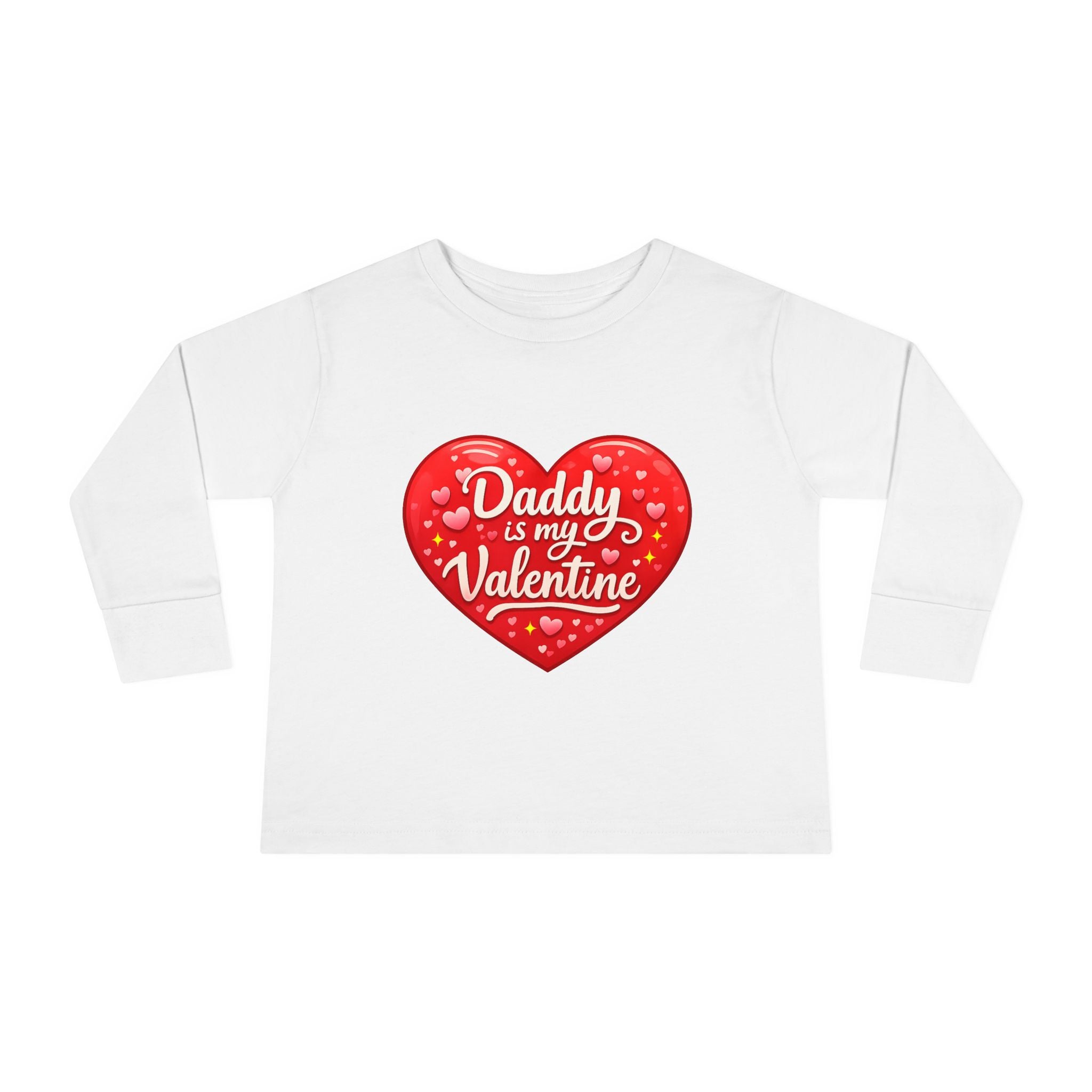 Toddler Long Sleeve Tee - "Daddy Is My Valentine" Heart Graphic Valentine's Day Shirt