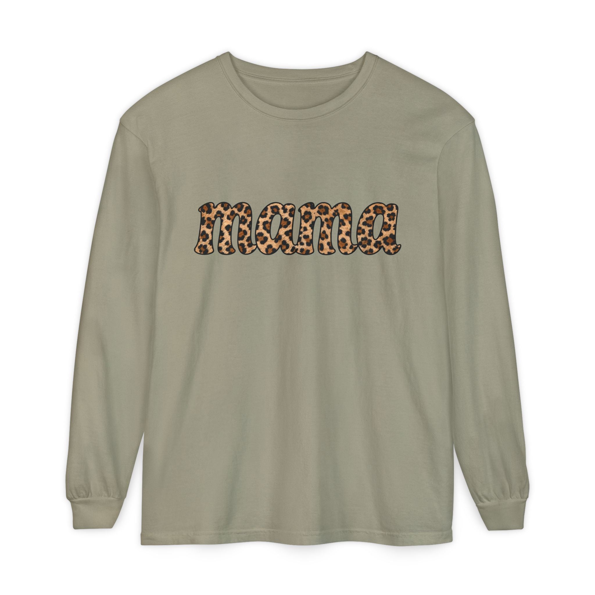 Mama Leopard Print Long Sleeve Tee