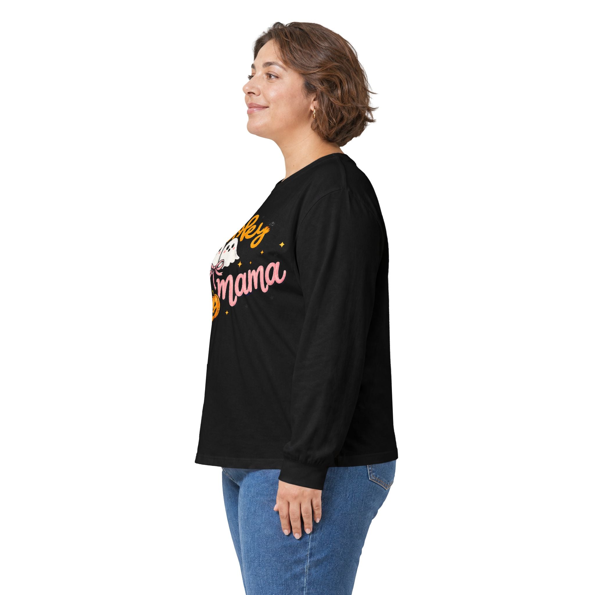 Spooky Mama Long Sleeve Tee — Cute Halloween Ghosts & Pumpkins