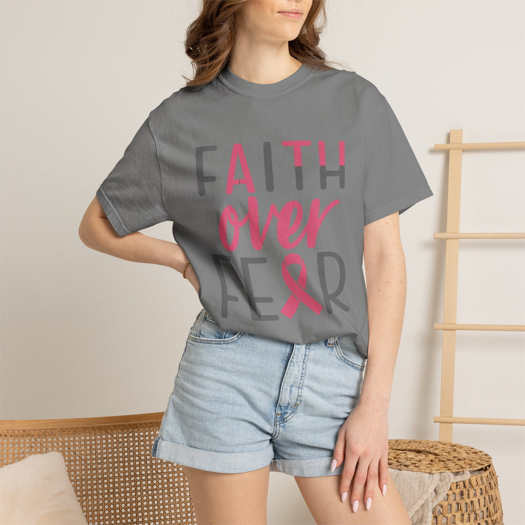 Faith Over Fear T-Shirt — Breast Cancer Awareness Pink Ribbon Tee