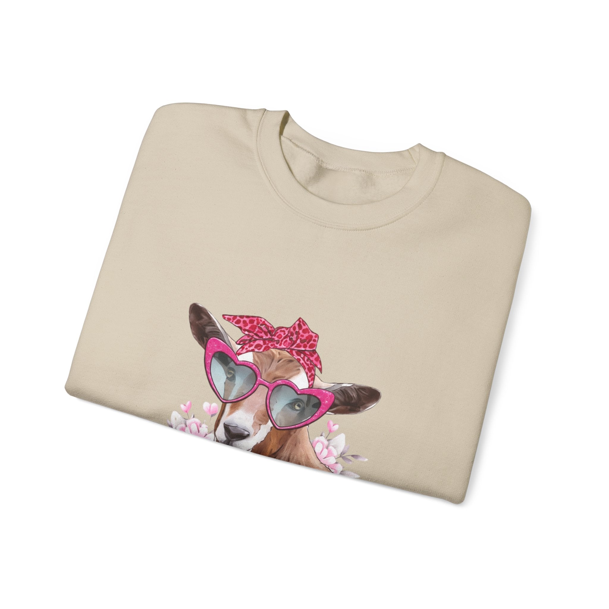 Goat with Heart Sunglasses Sweatshirt - 'XOXO' Cute Valentine Crewneck