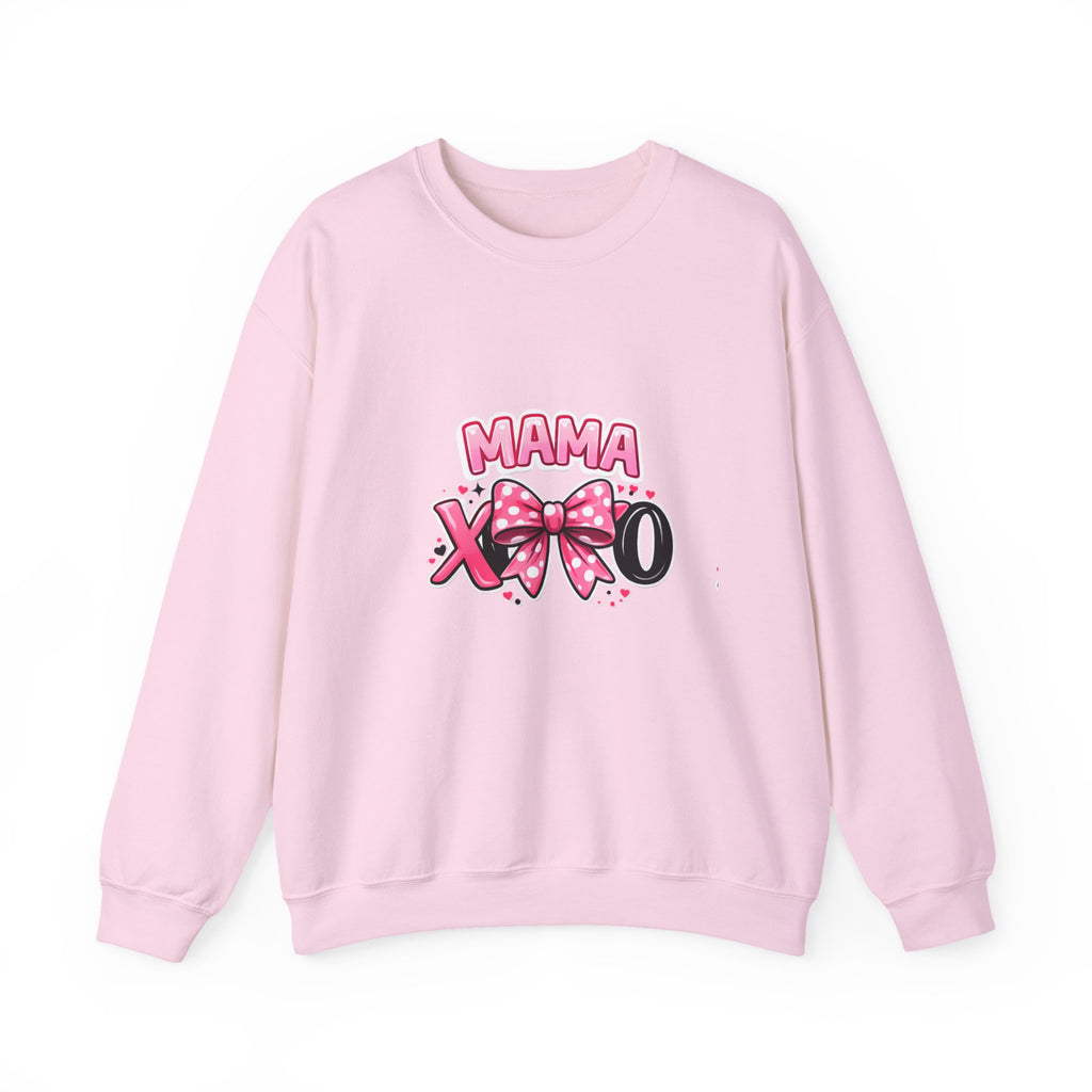 Mama XOXO Crewneck Sweatshirt – Cute Pink Bow Mother's Day Sweatshirt