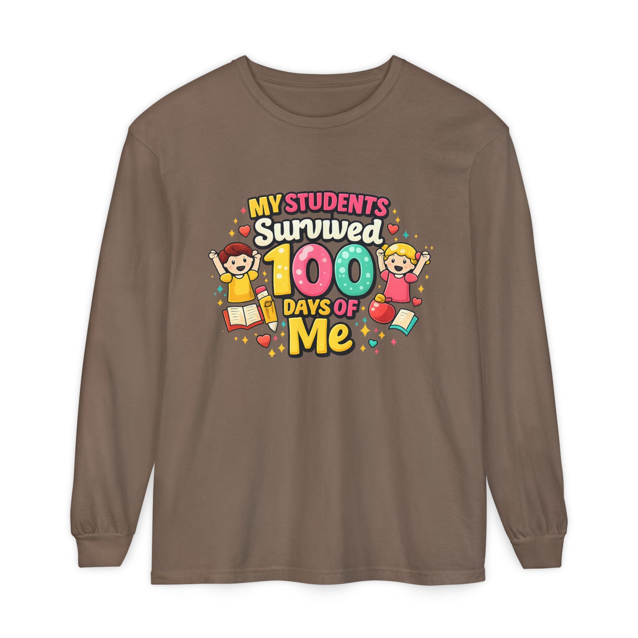 Teacher 'My Students Survived 100 Days of Me' Long Sleeve Tee