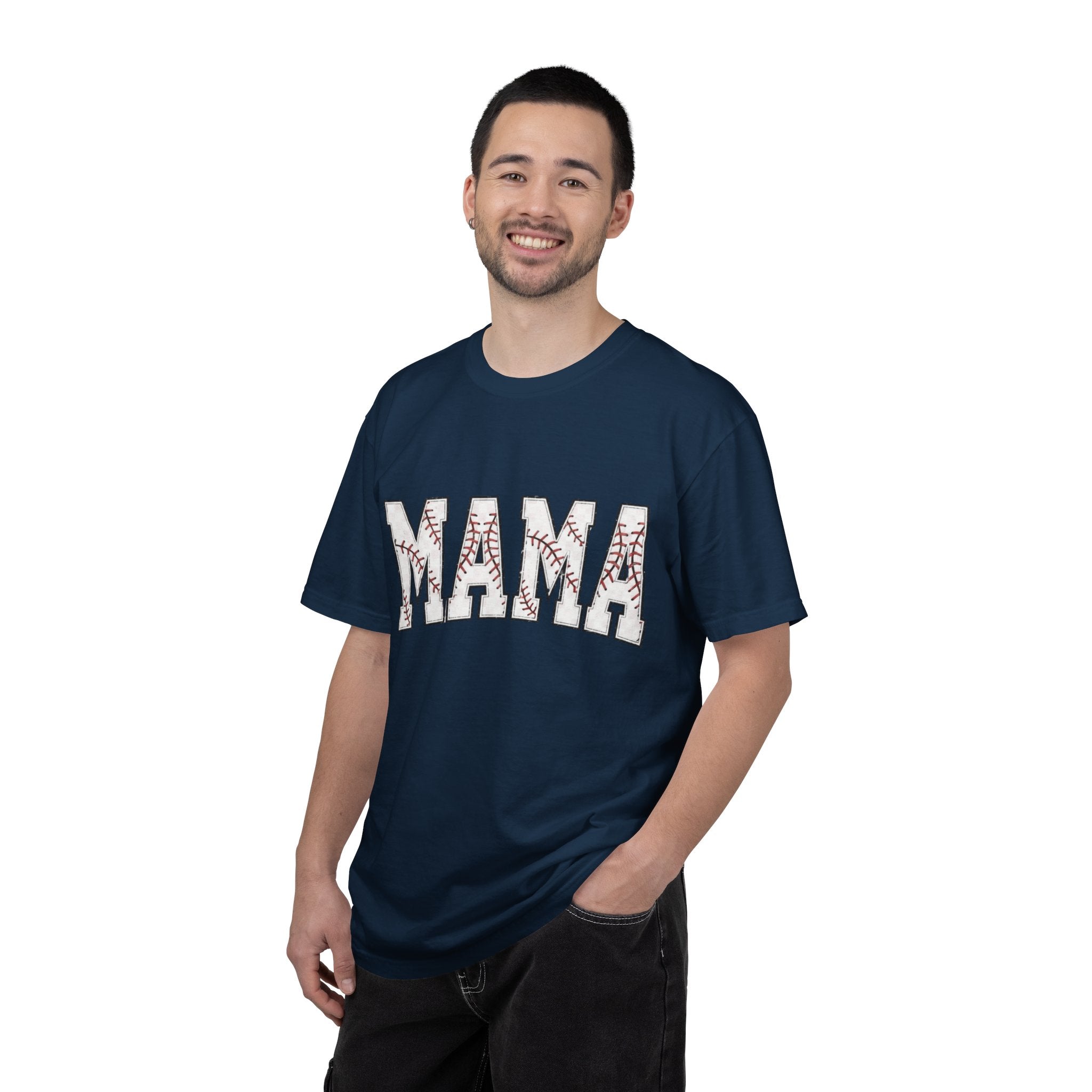 Mama Baseball Tee — 'MAMA' Stitched Baseball Mom T‑Shirt