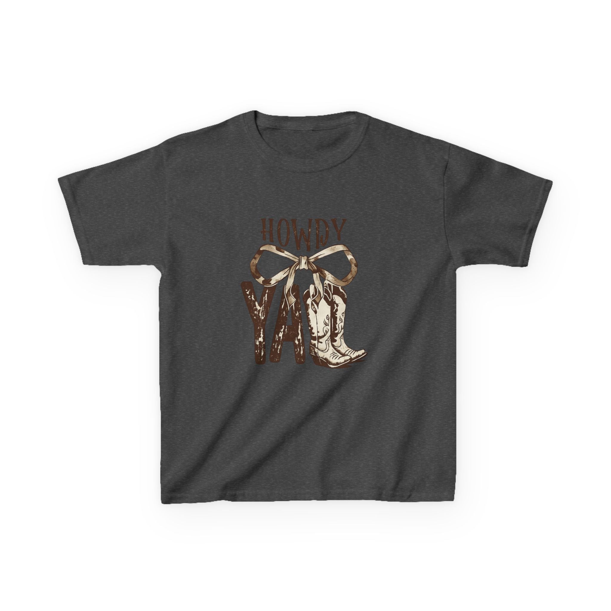 Howdy Y'all Kids T-Shirt — Western Cowboy Boot & Bow Graphic Tee