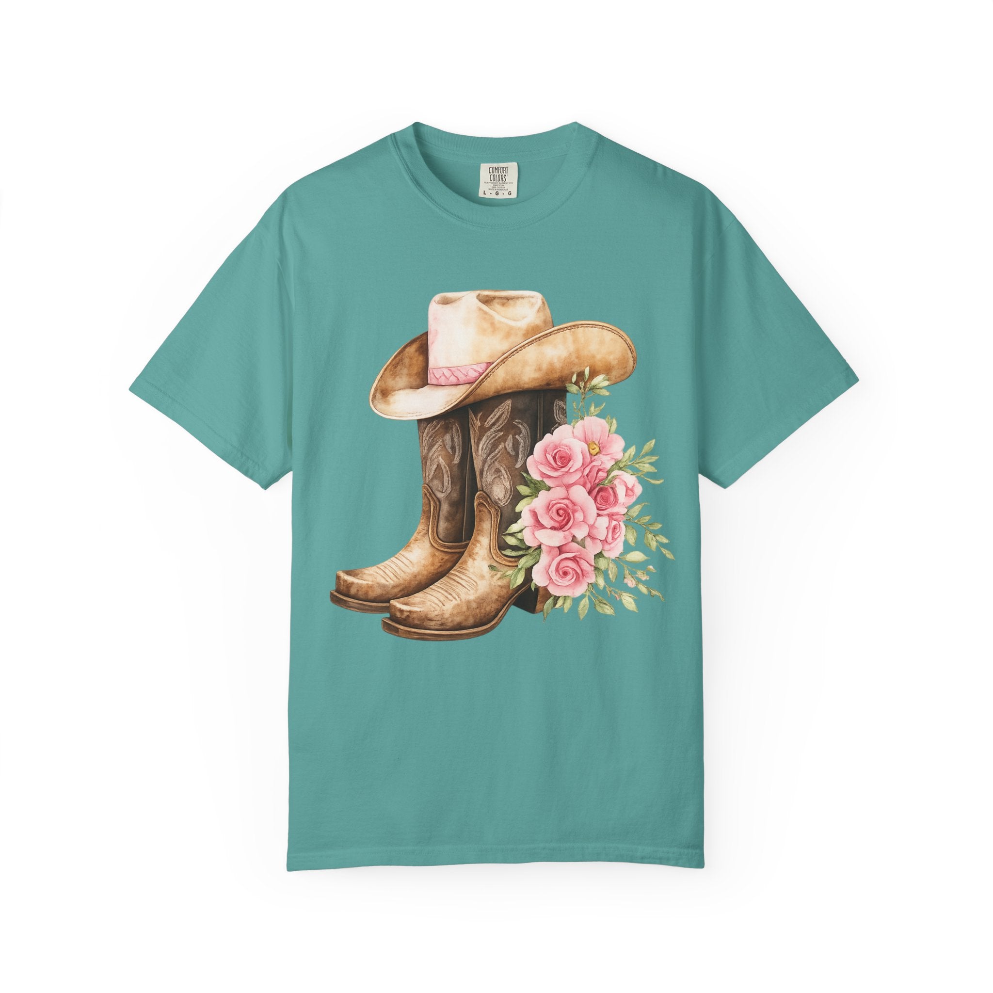 Cowboy Boots & Hat Floral T-Shirt — Western Country Floral Tee