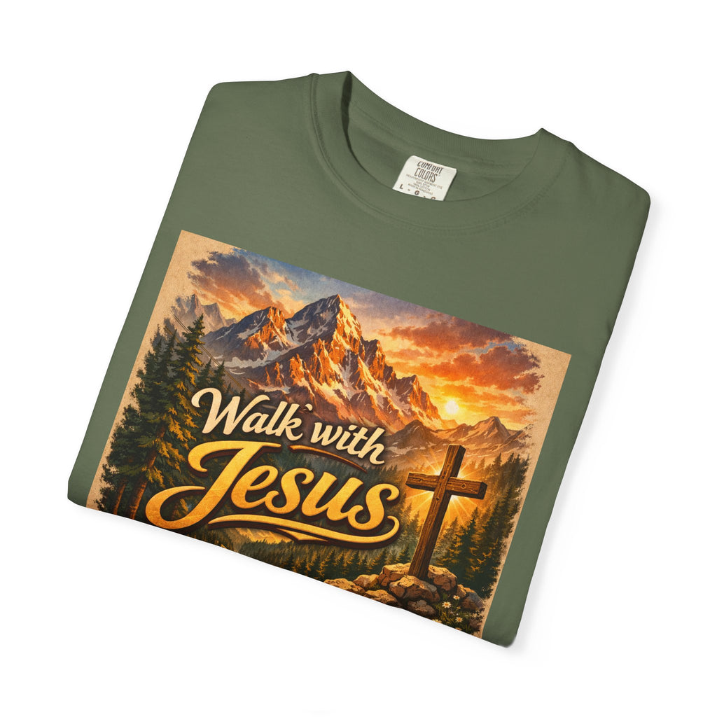 Walk with Jesus T-Shirt — Christian Faith Mountain Cross Tee