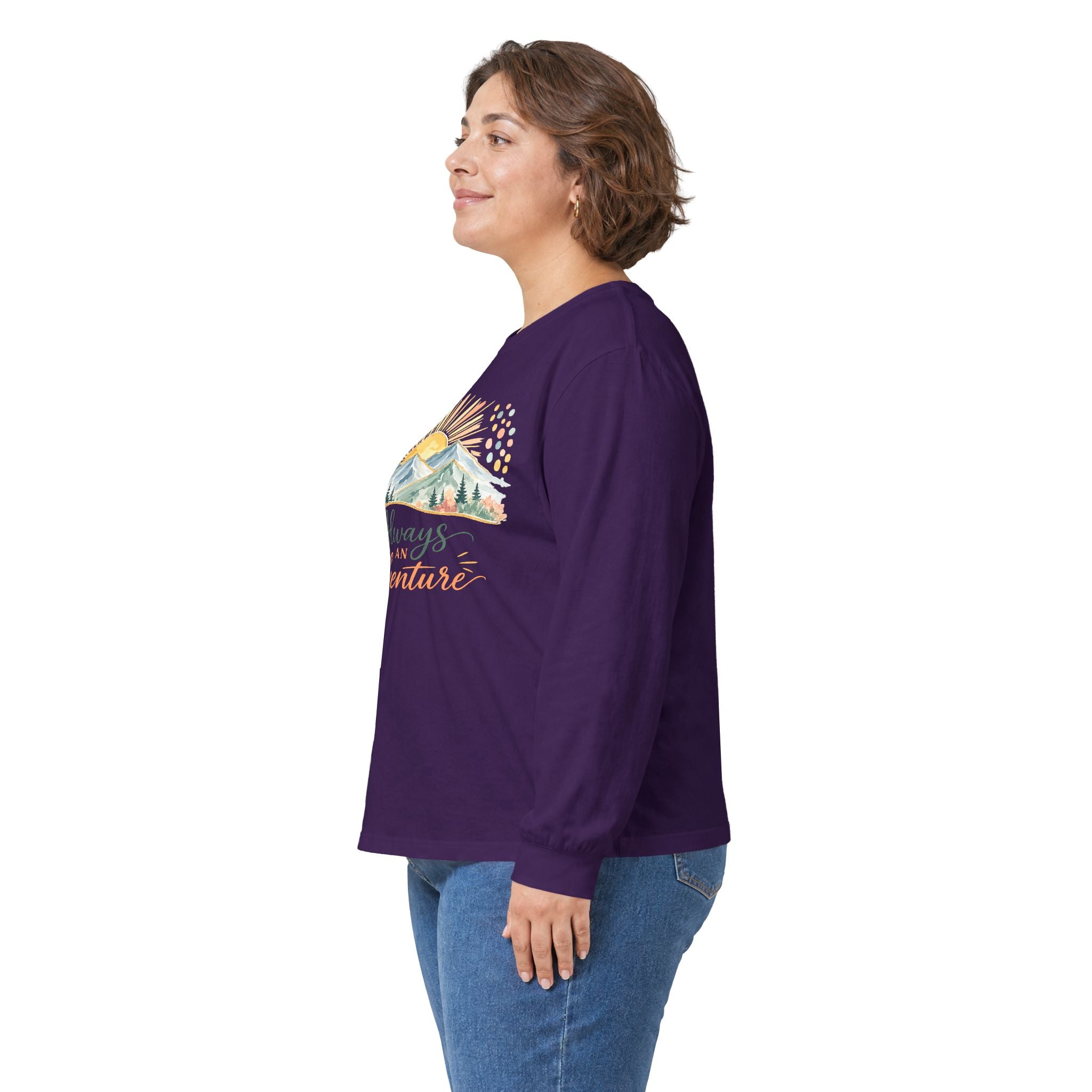 Always Adventure Long Sleeve Tee — Mountain Sunrise Outdoor Graphic Shirt