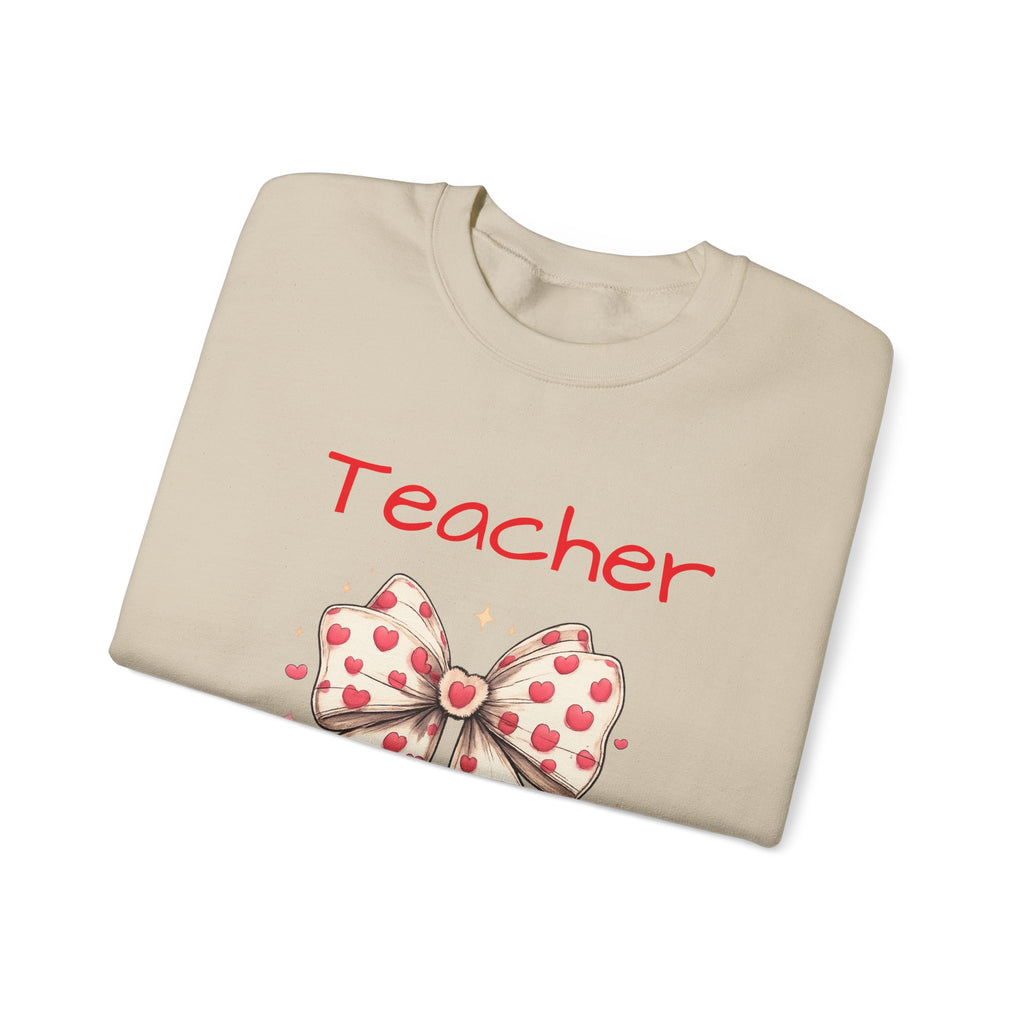 Teacher Bow Sweatshirt - Cute Heart Print Teacher Crewneck