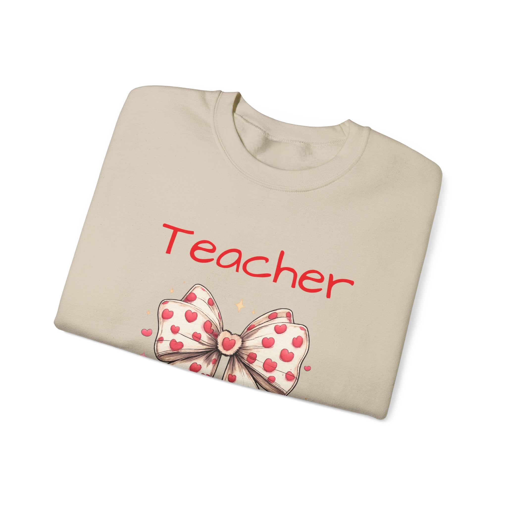 Teacher Bow Sweatshirt - Cute Heart Print Teacher Crewneck