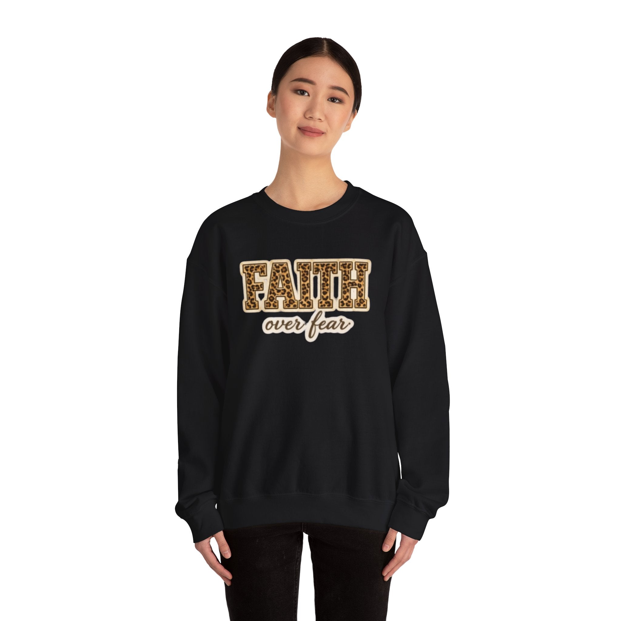Faith Over Fear Leopard Graphic Sweatshirt