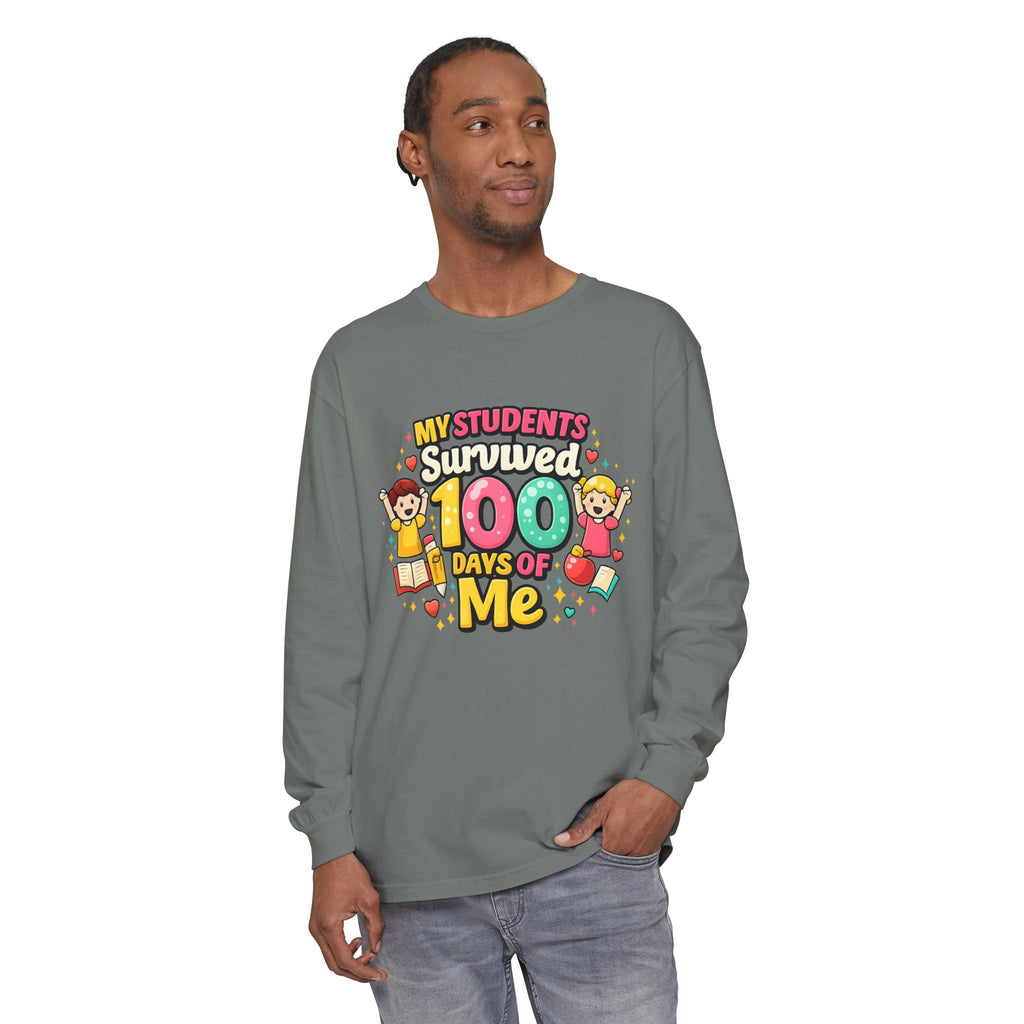 Teacher 'My Students Survived 100 Days of Me' Long Sleeve Tee