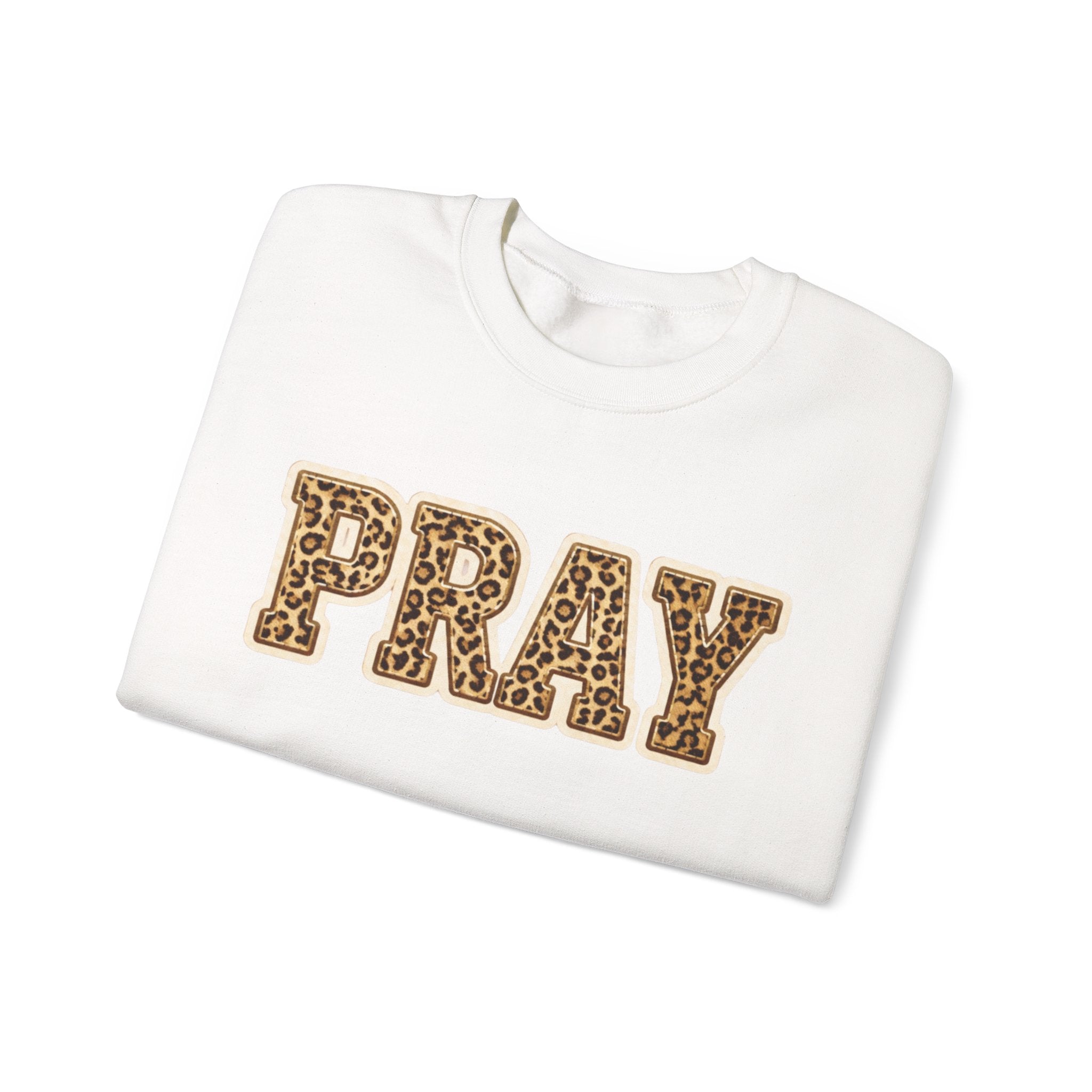 Pray Leopard Print Crewneck Sweatshirt