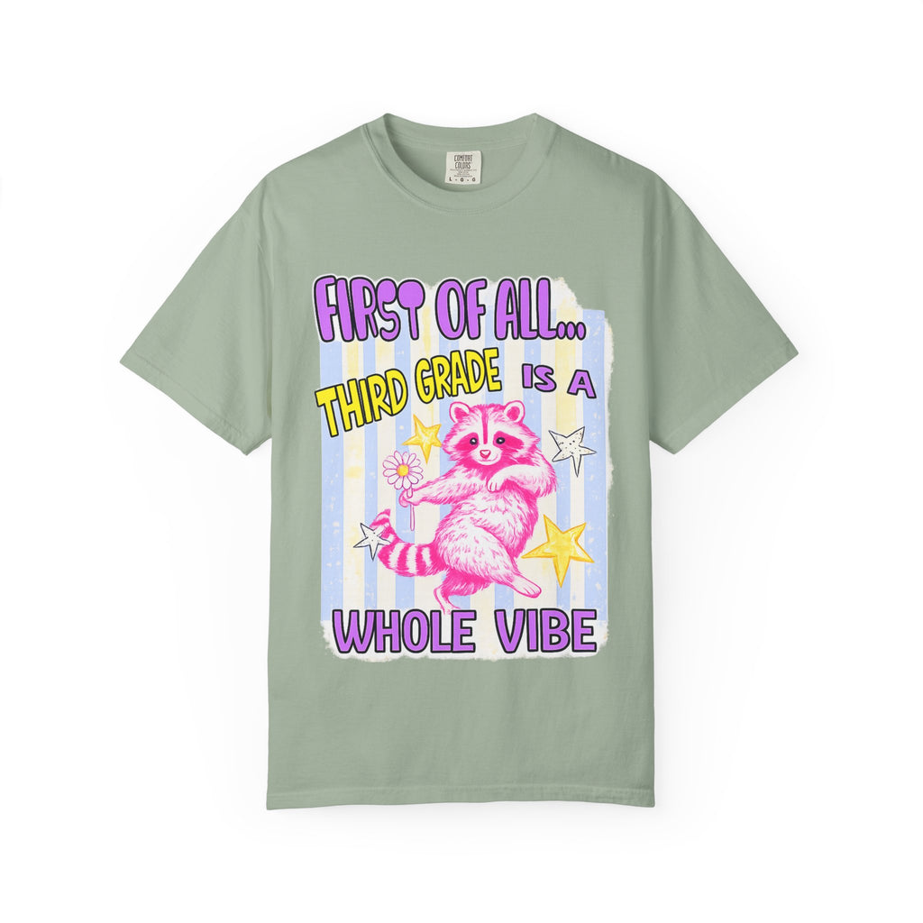 Third Grade Is a Whole Vibe T-Shirt — Cute Pink Raccoon Back-to-School Tee