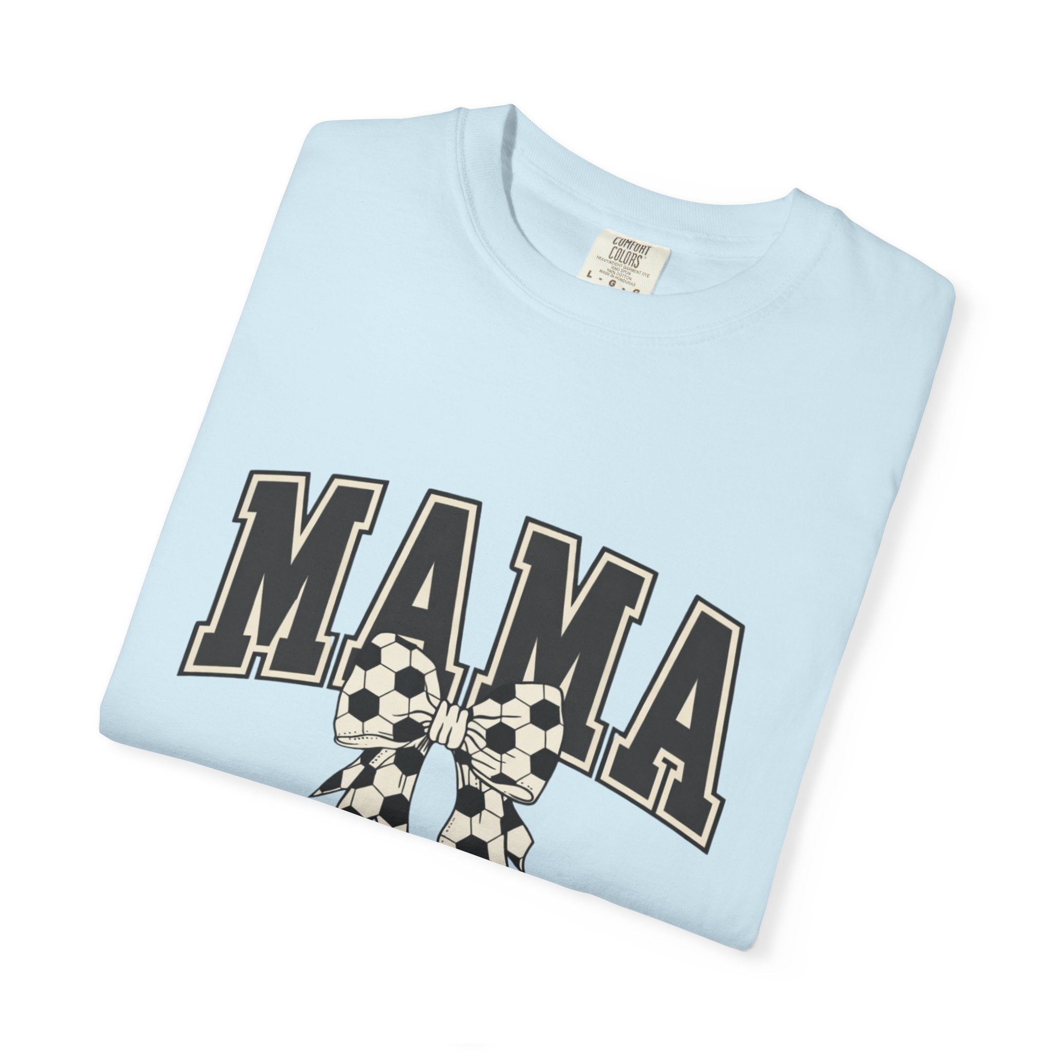 Mama Graphic T-Shirt — Retro Collegiate Letters with Polka Dot Bow