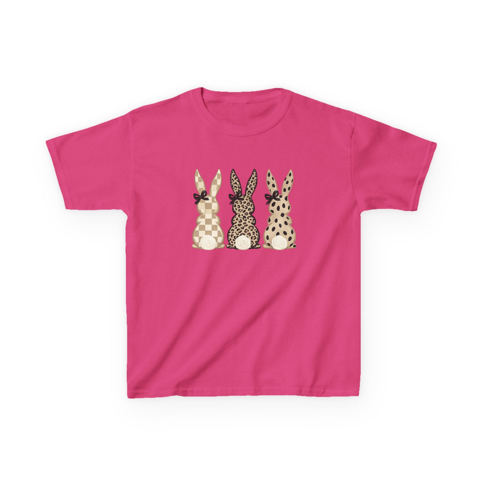 Kids Bunny Trio Tee — Neutral Patterned Easter Rabbit Shirt