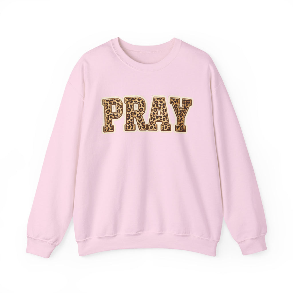 Pray Leopard Print Crewneck Sweatshirt