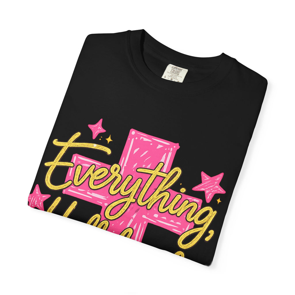 Everything, Hallelujah T-Shirt — Bright Pink Cross & Script Christian Tee