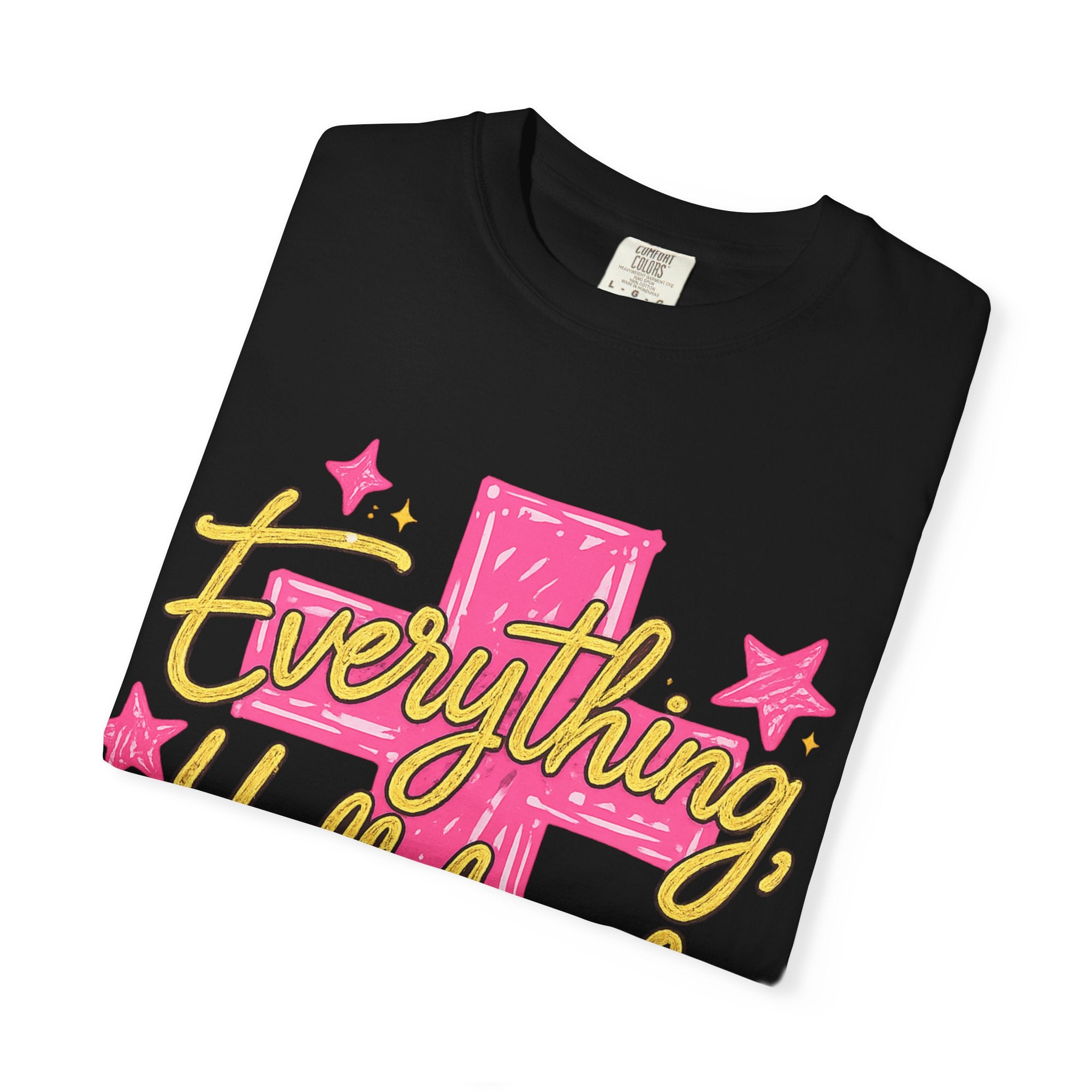 Everything, Hallelujah T-Shirt — Bright Pink Cross & Script Christian Tee