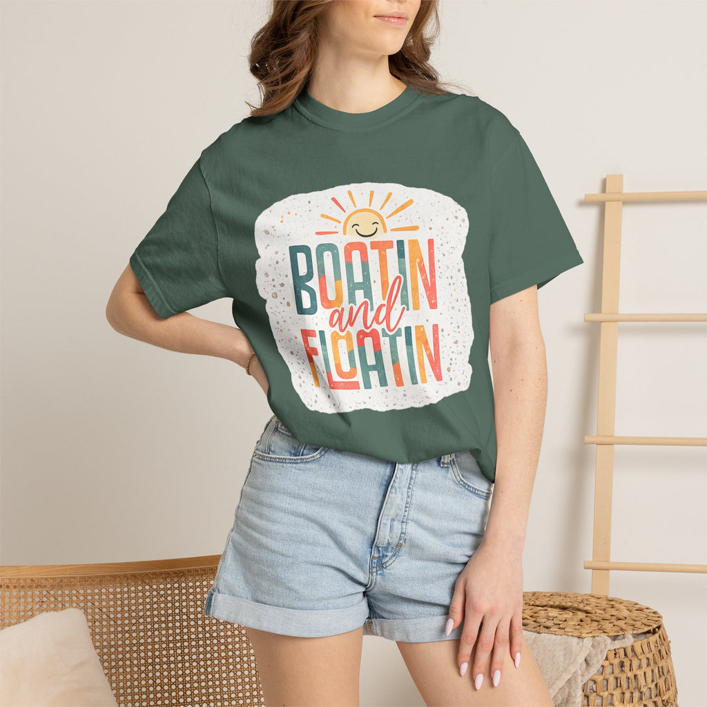Boatin' and Floatin' T-Shirt — Retro Sun Summer Boating Tee