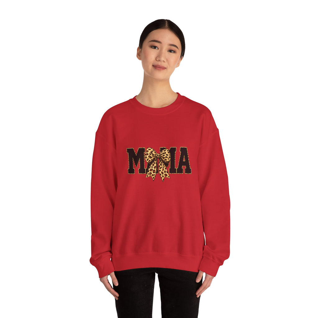 Mama Leopard Bow Crewneck Sweatshirt