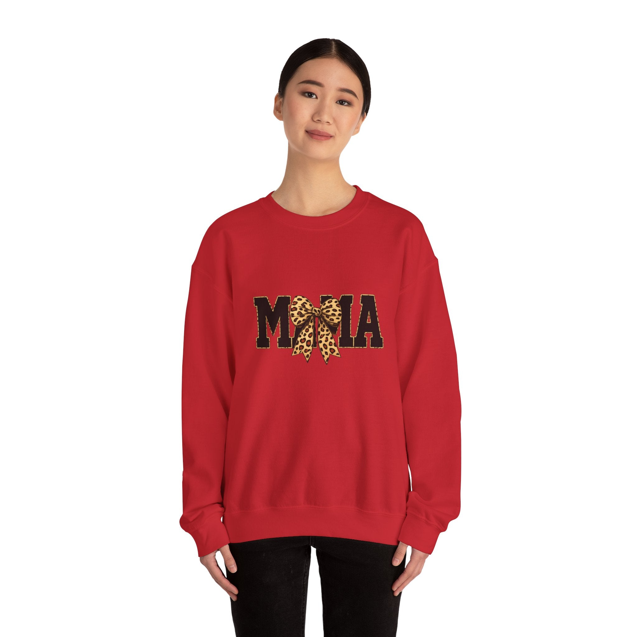 Mama Leopard Bow Crewneck Sweatshirt