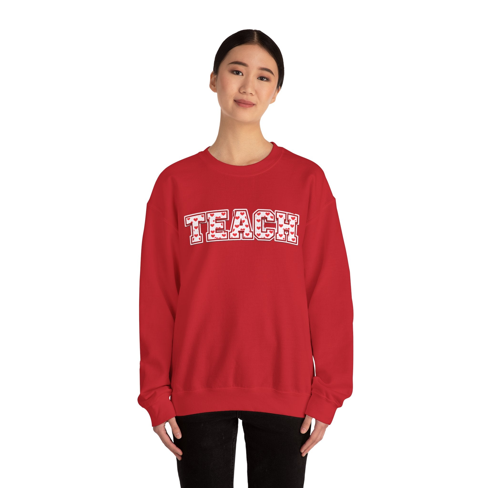 Teach Floral Crewneck Sweatshirt — 'TEACH' Pink Floral Teacher Pullover