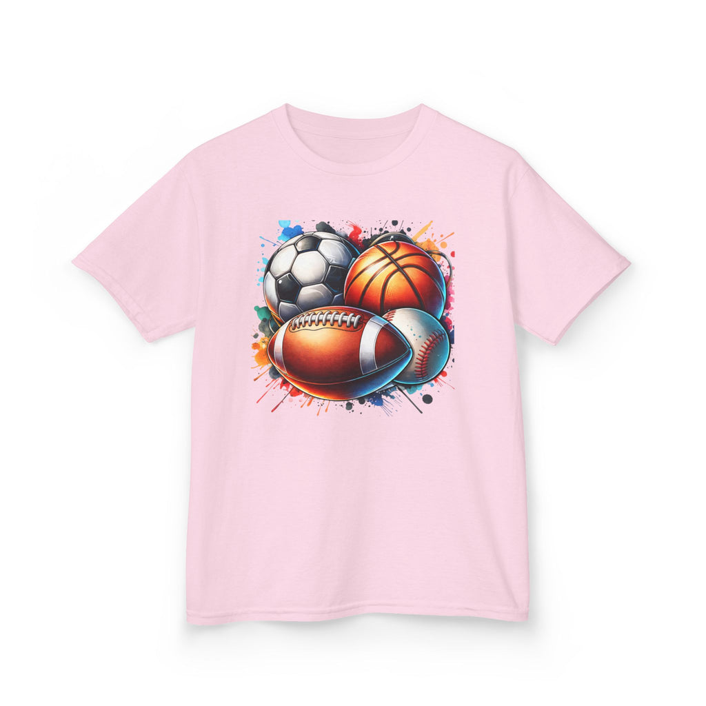 Kids Multi-Sport Splash T-Shirt — Soccer, Basketball & Football Graphic