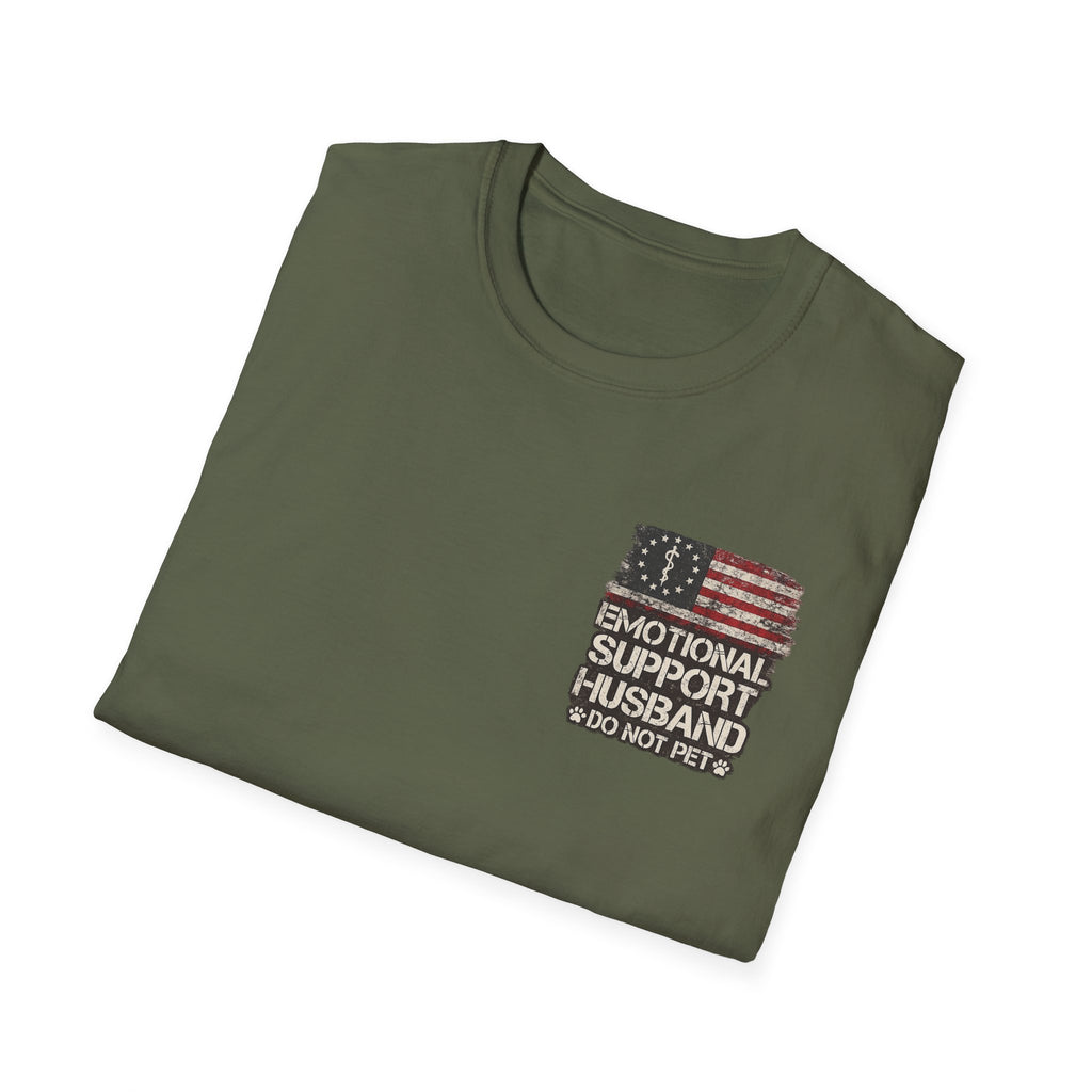 Emotional Support Husband T-Shirt — Patriotic "Do Not Pet" Graphic Tee