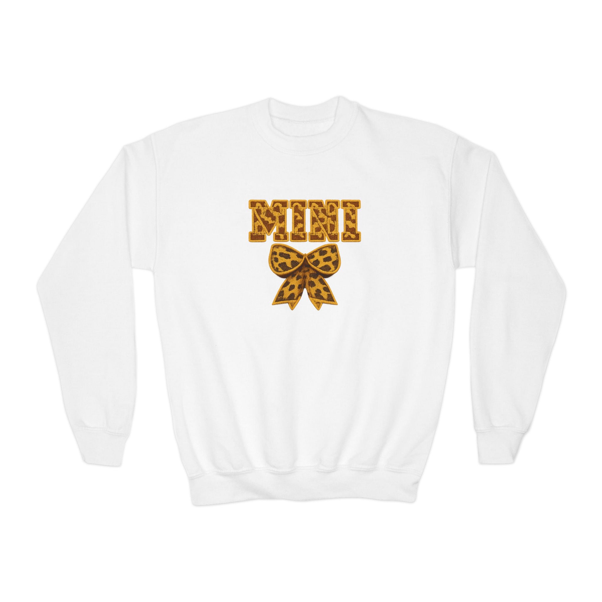Youth Crewneck Sweatshirt - Leopard 'Mimi' Graphic with Bow