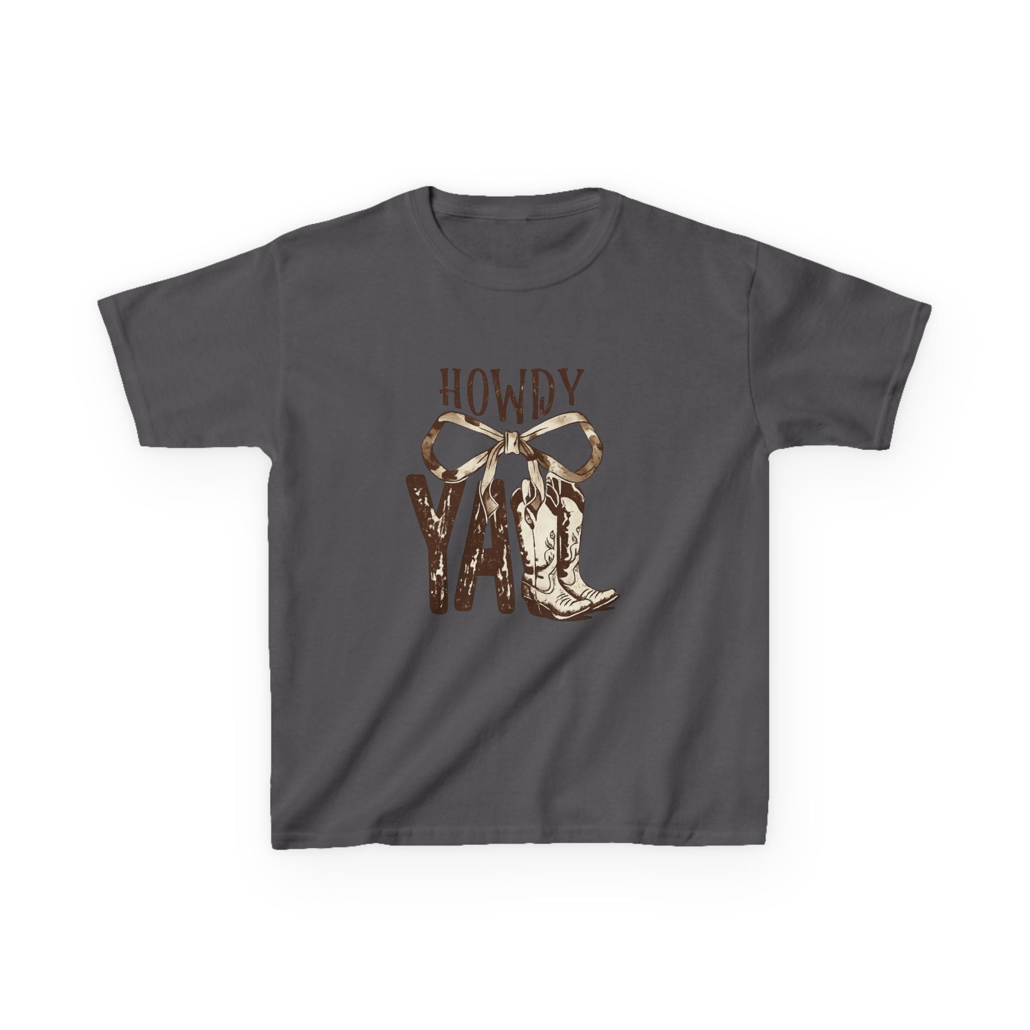 Howdy Y'all Kids T-Shirt — Western Cowboy Boot & Bow Graphic Tee