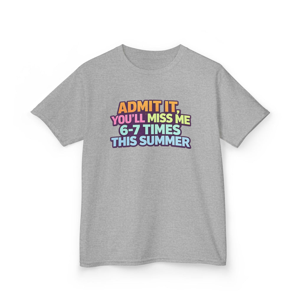 Kids Tee - "Admit It You'll Miss Me 6-7 Times This Summer" Retro Rainbow Graphic