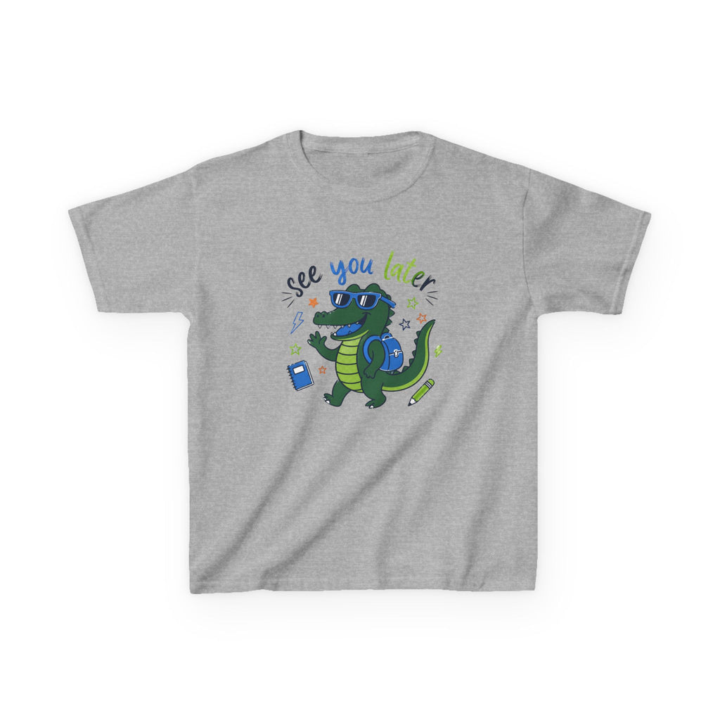 Kids T‑Shirt — "See You Later" Backpacking Alligator Graphic Tee