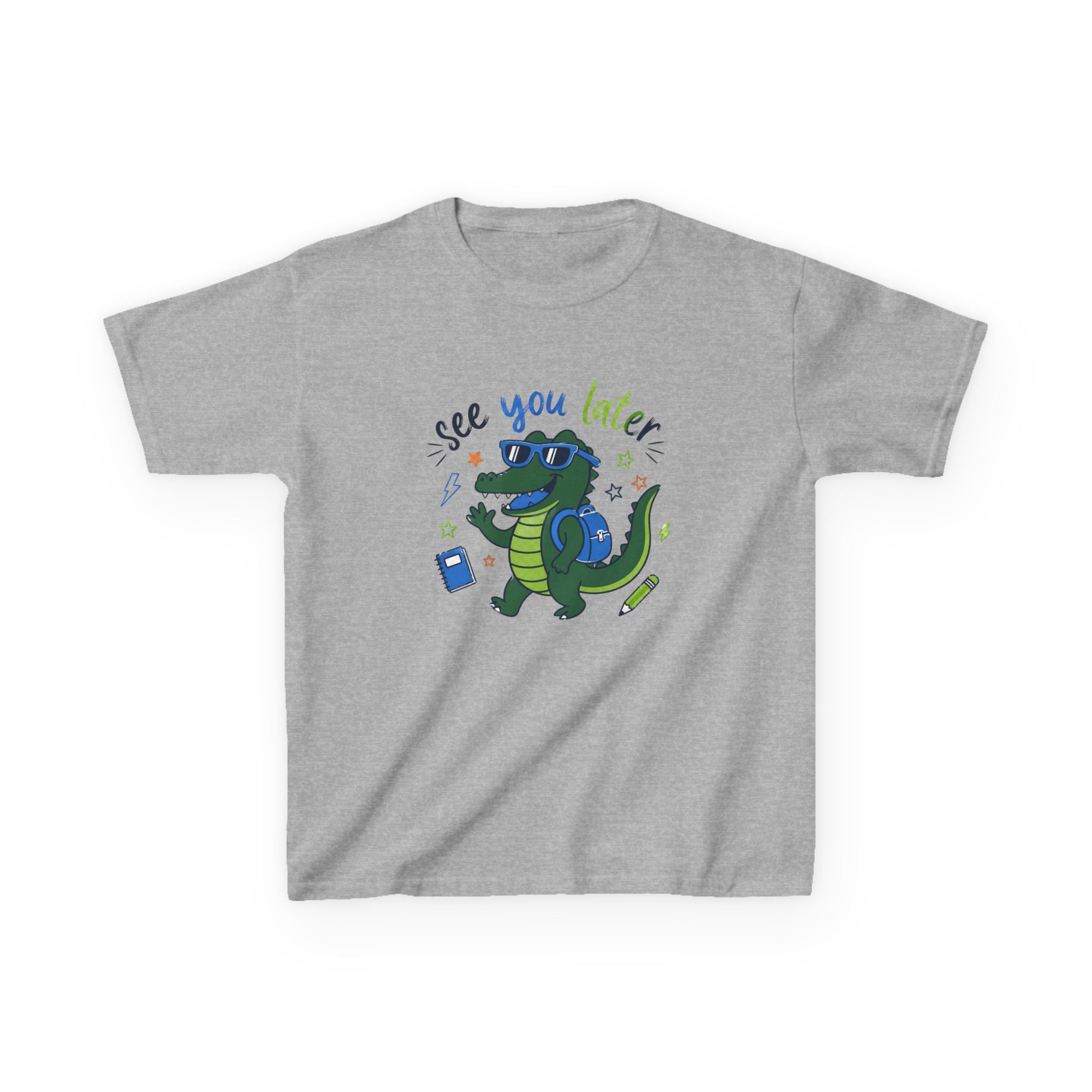 Kids T‑Shirt — "See You Later" Backpacking Alligator Graphic Tee