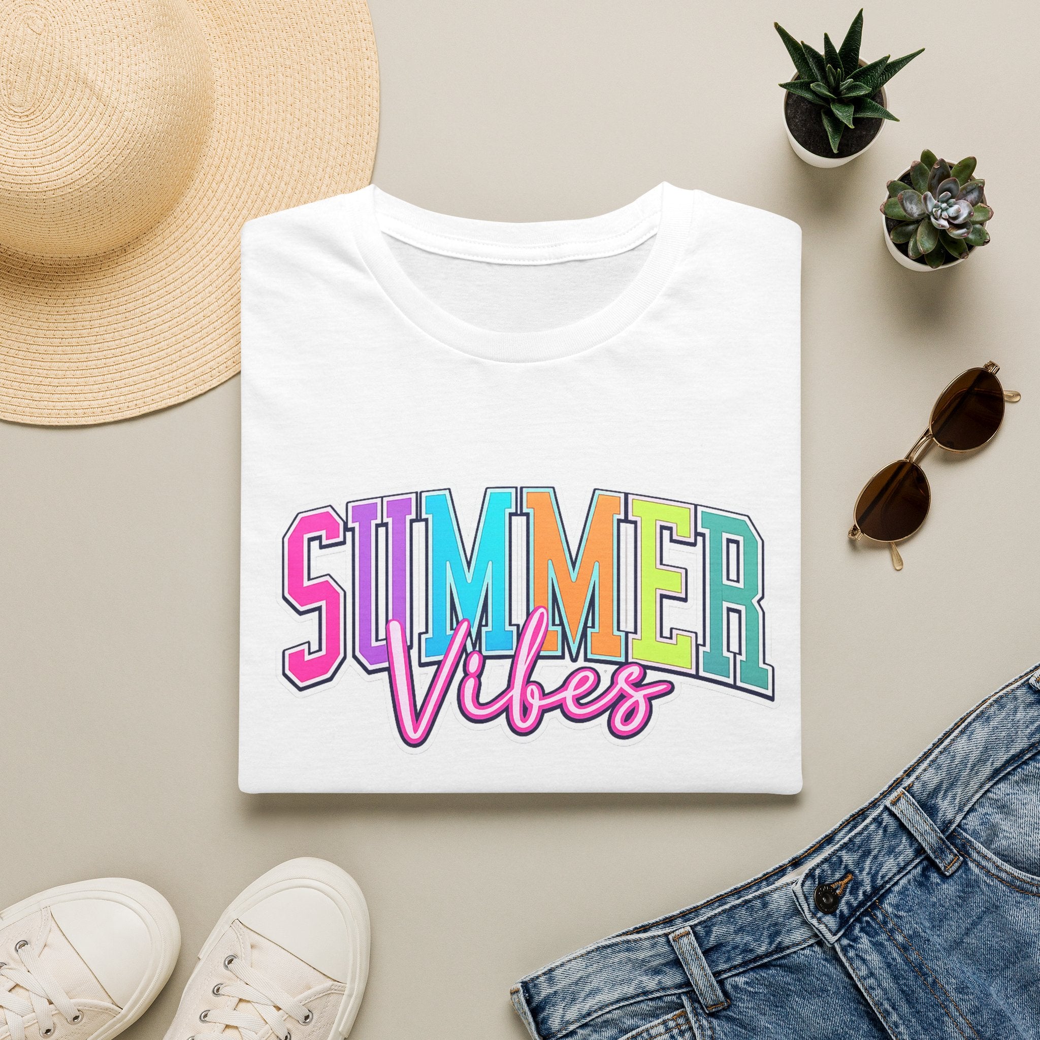 Summer Vibes T-Shirt — Colorful Retro Beach Graphic Tee
