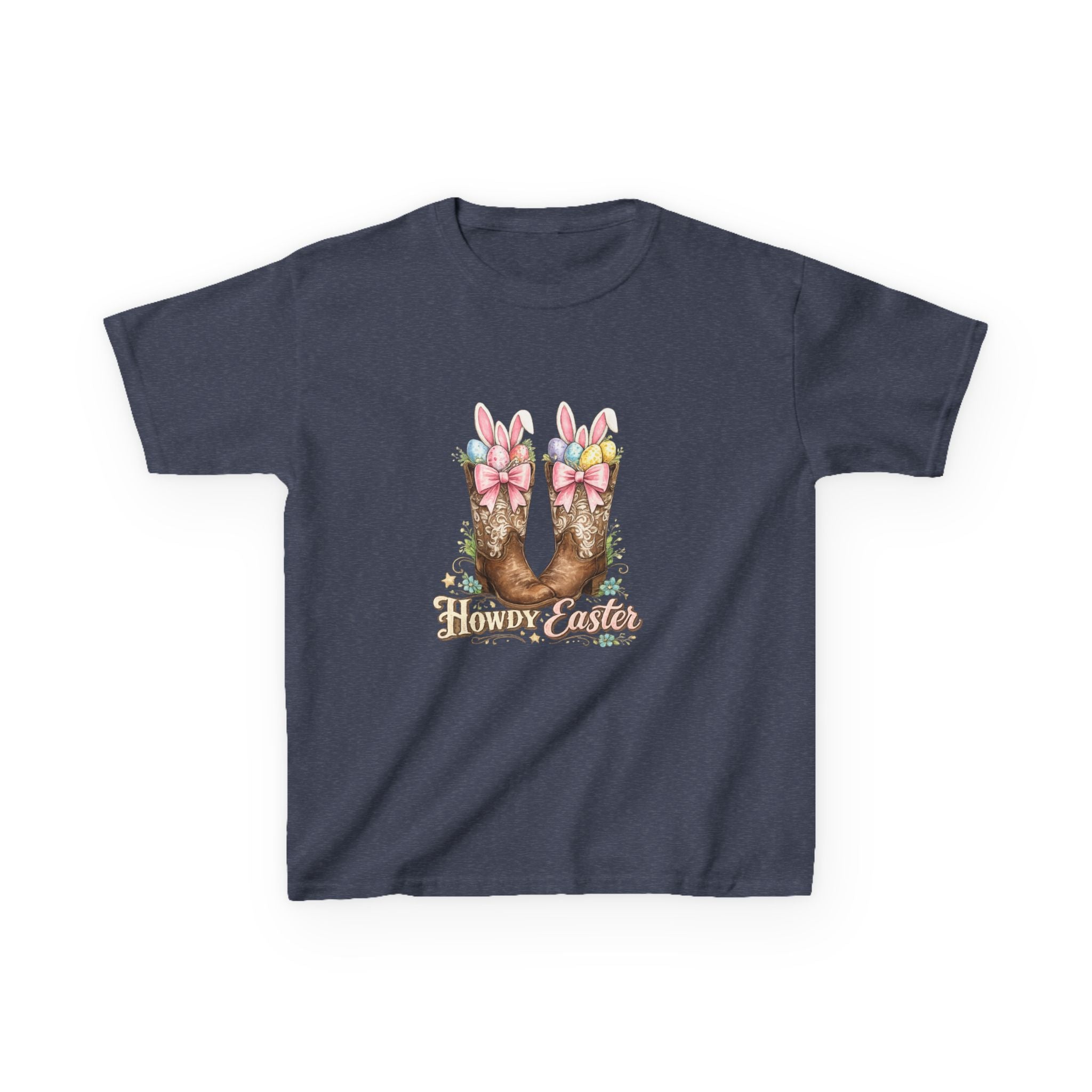 Kids Tee — Howdy Easter Horseshoe with Pastel Bows