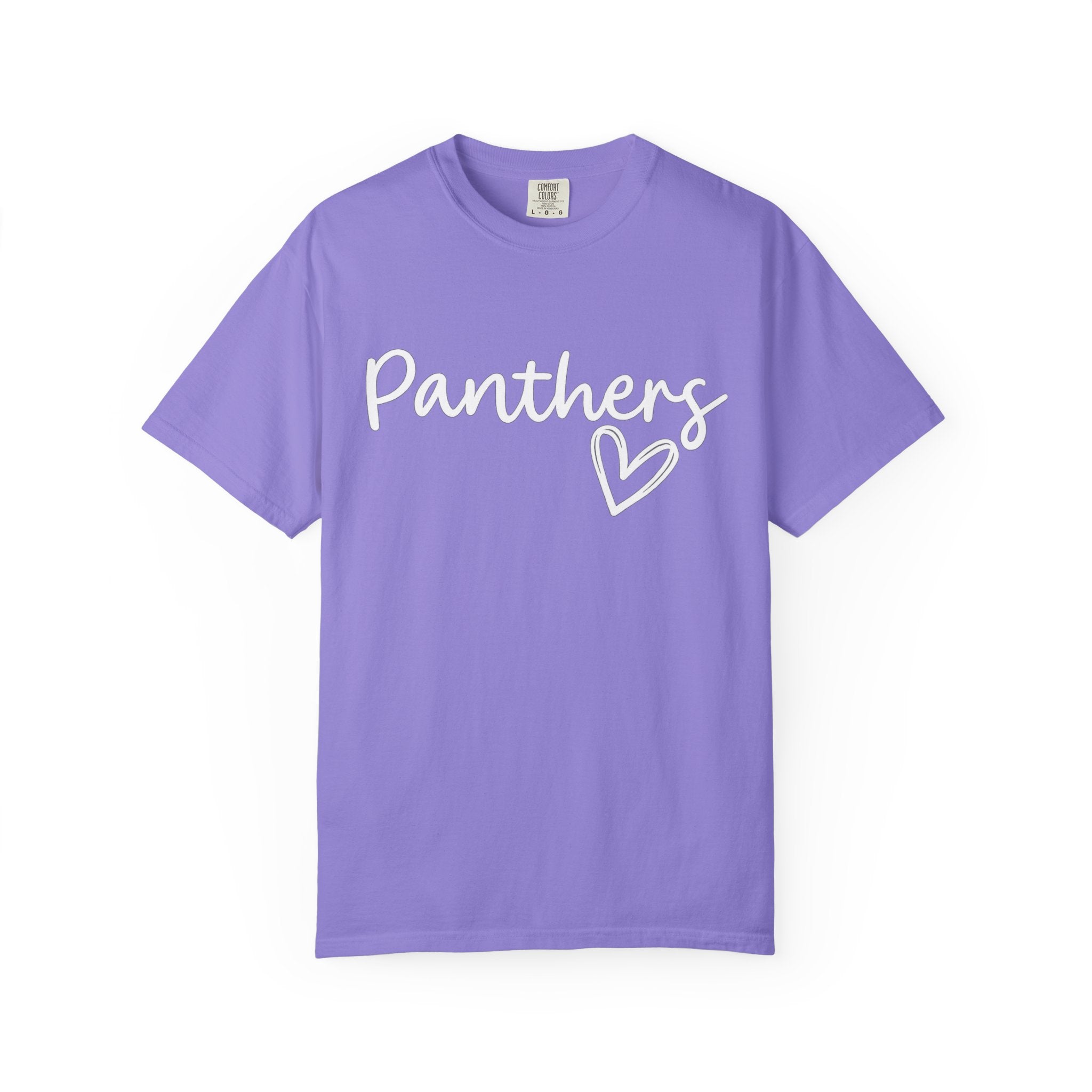 Panthers Heart T-Shirt — Cute Script School Spirit Tee