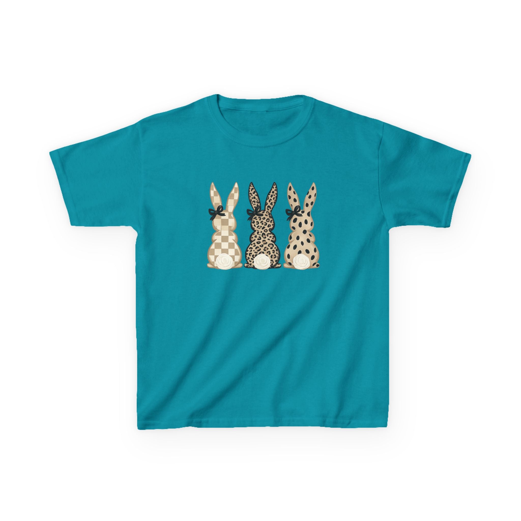 Kids Bunny Trio Tee — Neutral Patterned Easter Rabbit Shirt