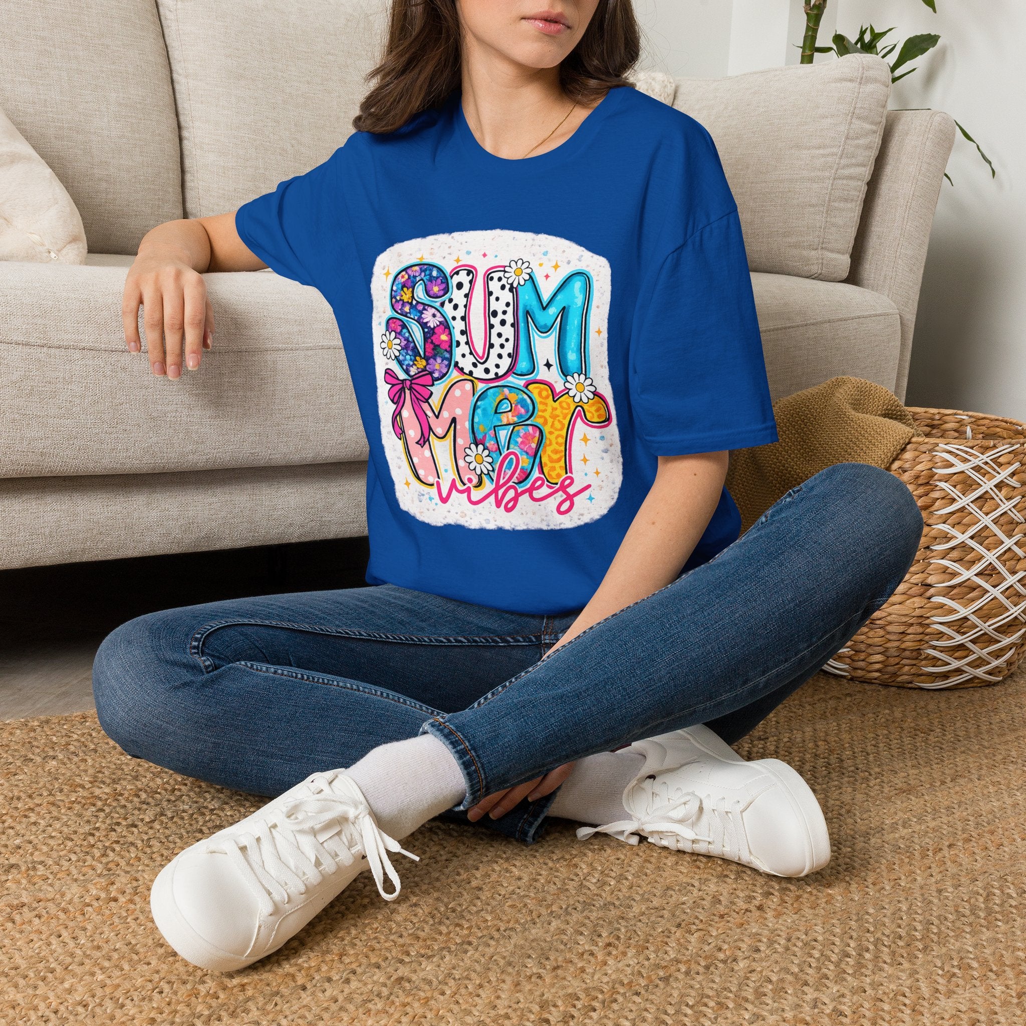 Summer Vibes T-Shirt — Colorful Floral Retro Graphic